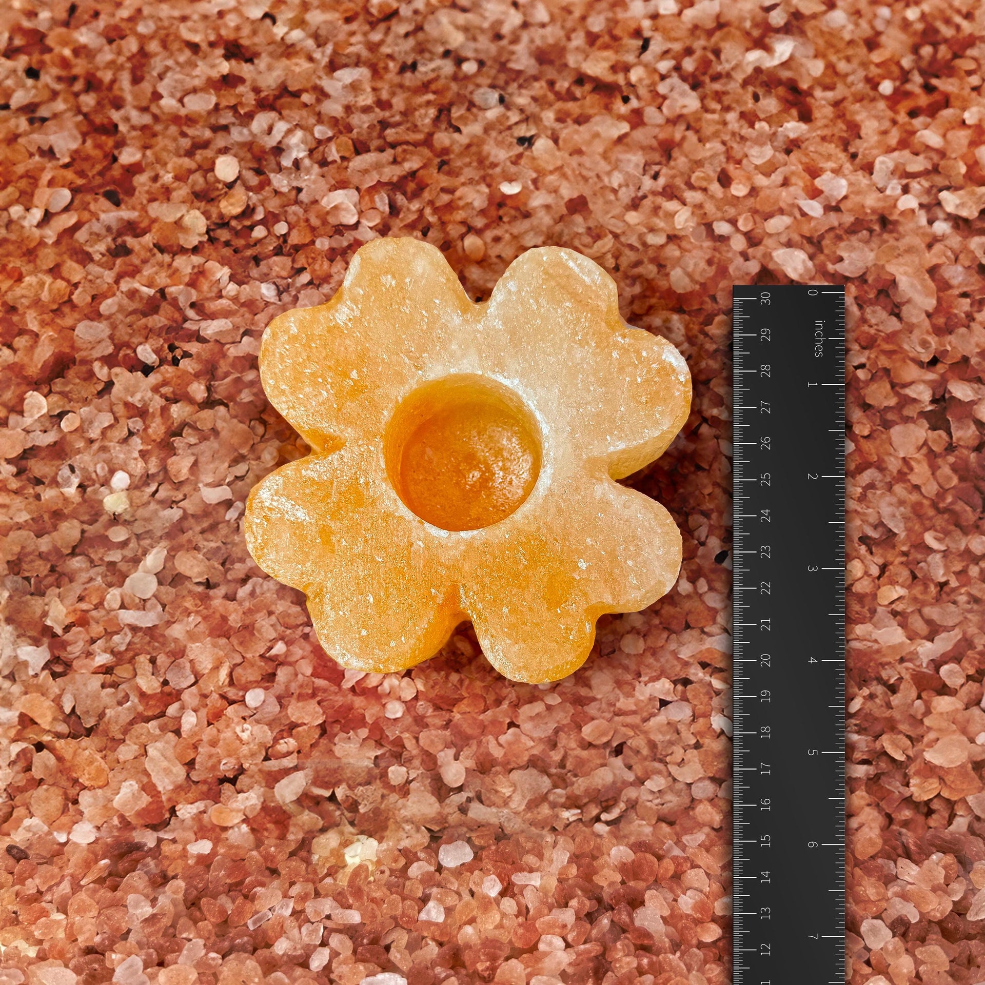 Flower-Shaped Himalayan Salt Candle Holder: Hand-Carved Natural Decor