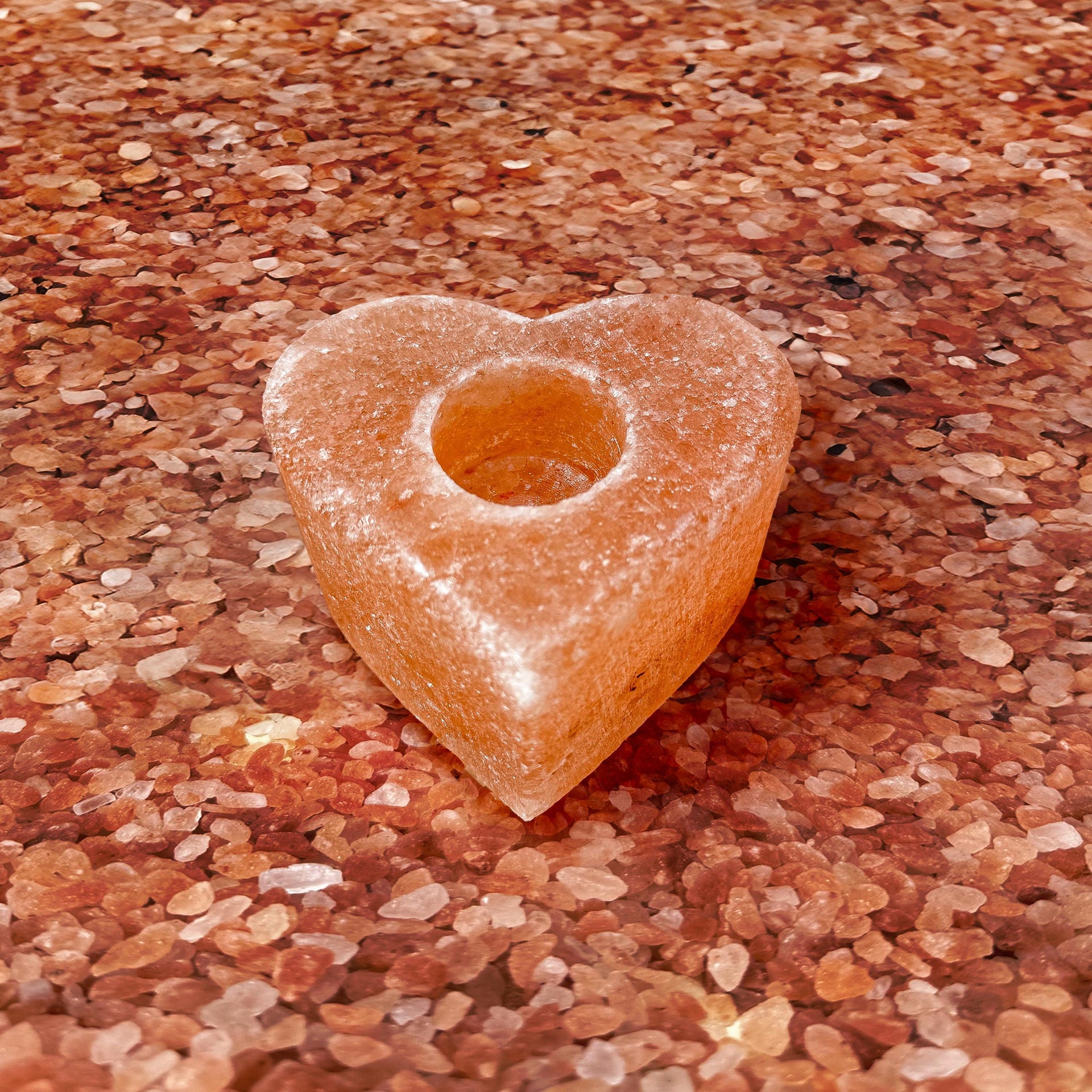 Heart-Shaped Himalayan Salt Candle Holder: Hand-Carved Natural Decor