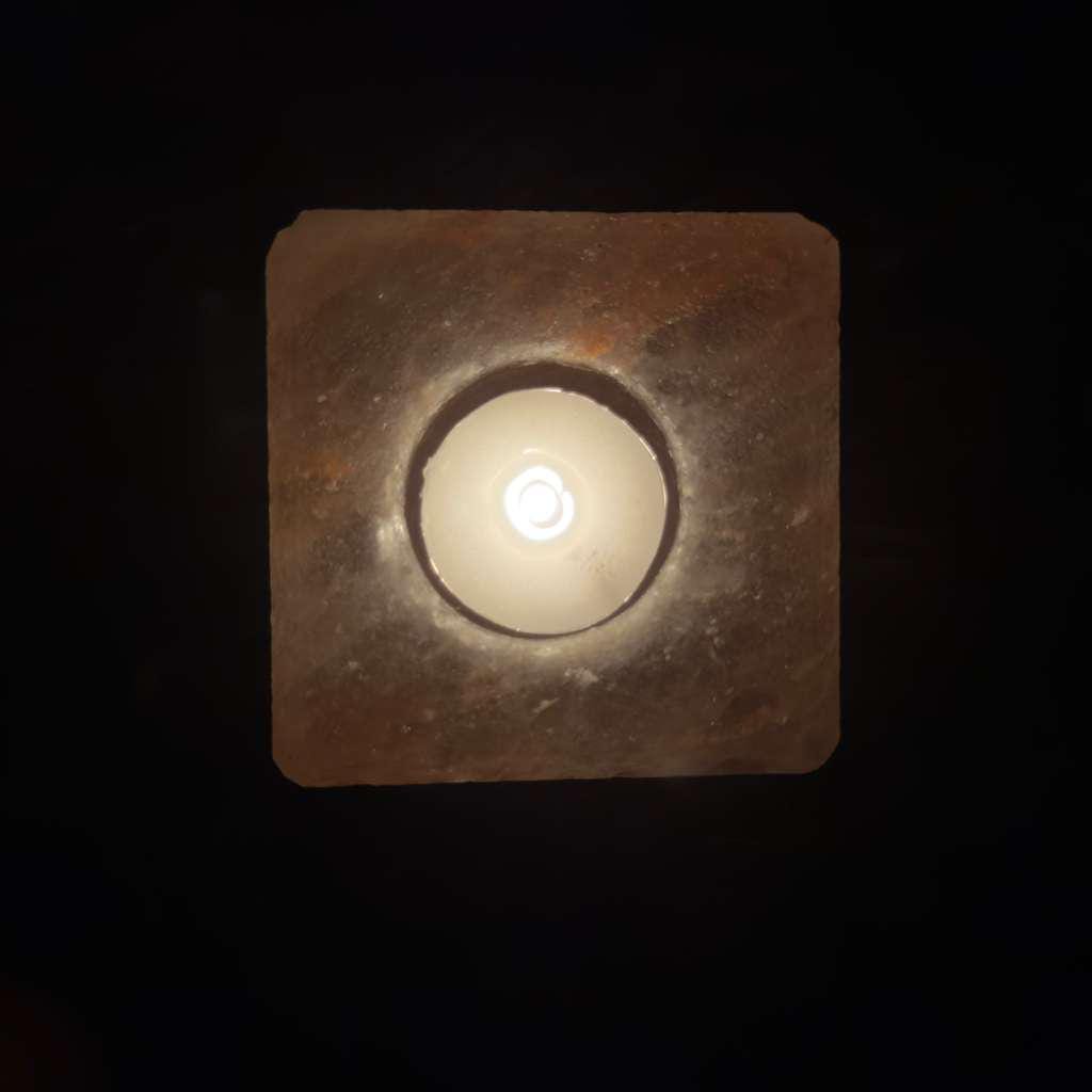 Cube-Shaped Himalayan Salt Candle Holder: Hand-Carved Natural Decor
