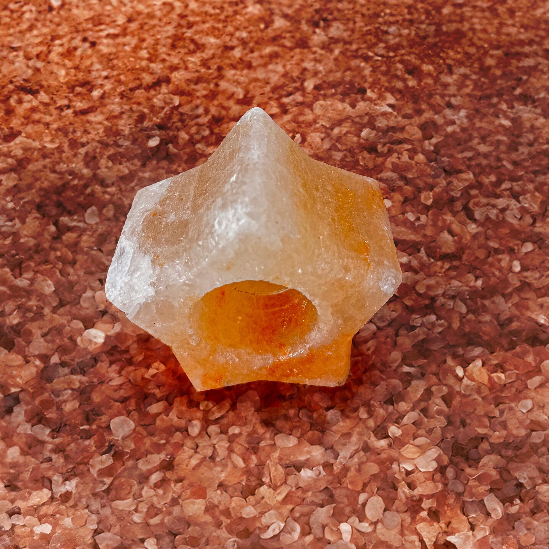 Star-Shaped Himalayan Salt Candle Holder: Hand-Carved Natural Decor