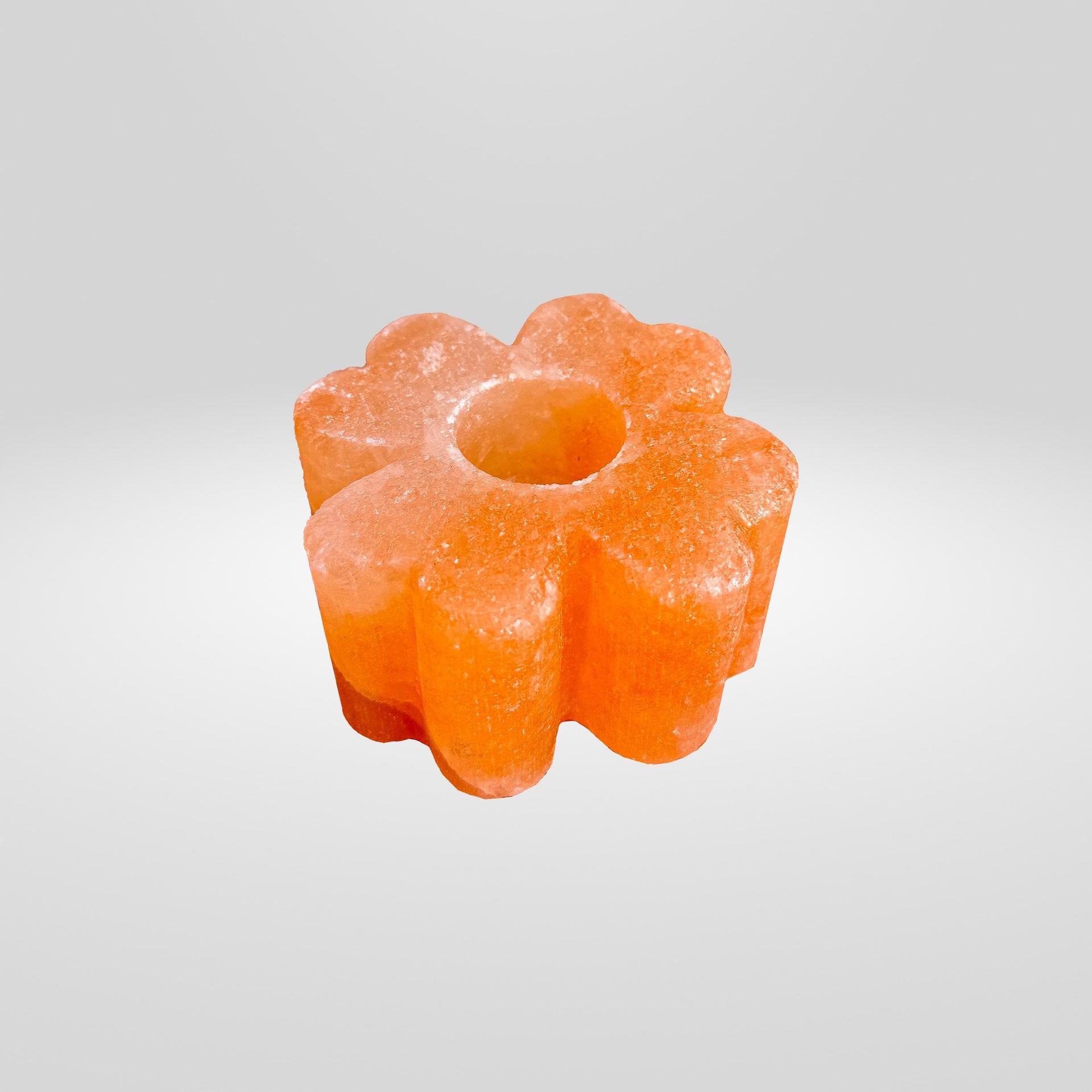 Flower-Shaped Himalayan Salt Candle Holder: Hand-Carved Natural Decor