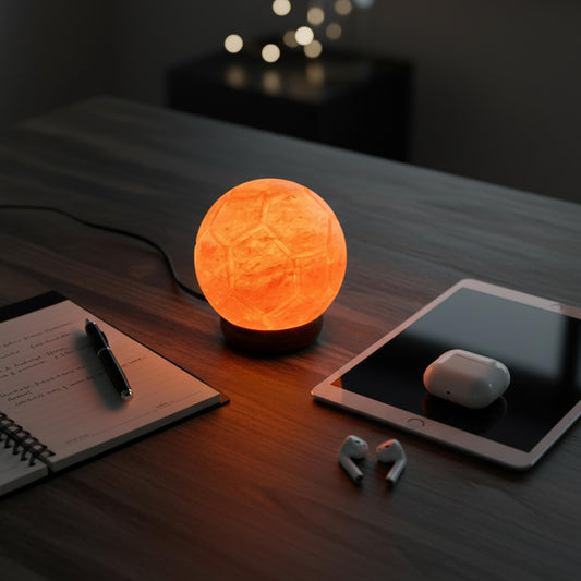 Football Himalayan Salt Lamp: Handcrafted Pink Rock Salt Decor