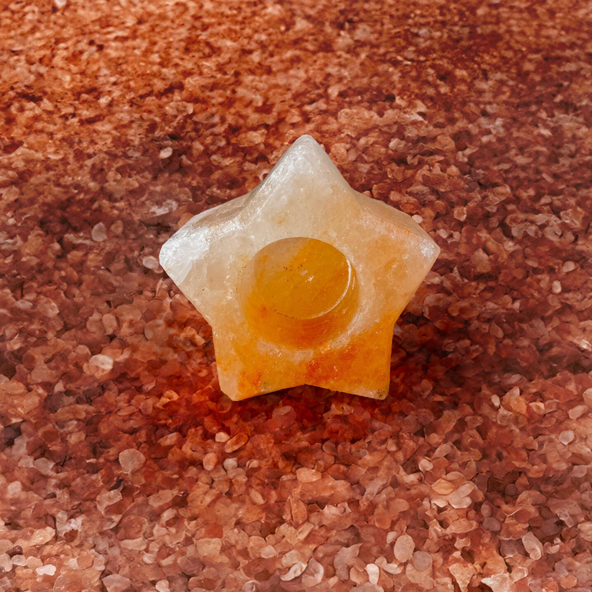 Star-Shaped Himalayan Salt Candle Holder: Hand-Carved Natural Decor