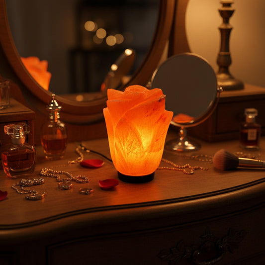 Lotus Himalayan Salt Lamp: Handcrafted Pink Rock Salt Decor