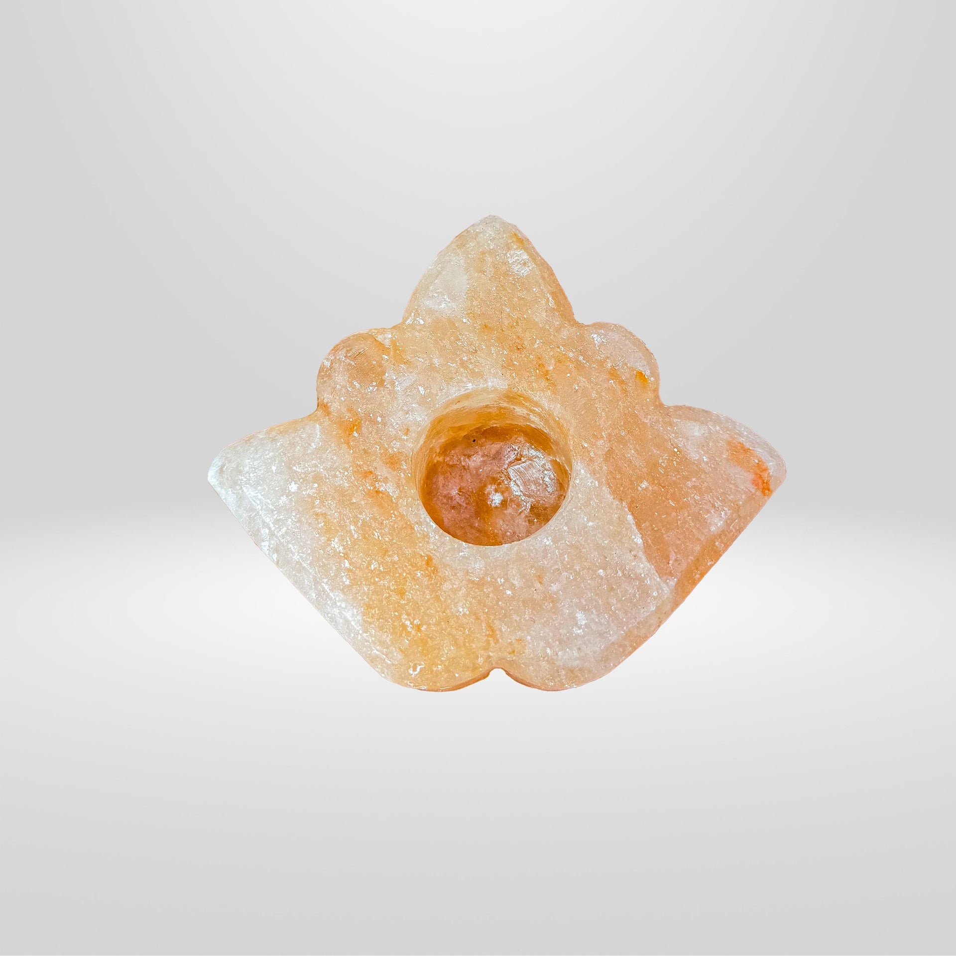 Leaf-Shaped Himalayan Salt Candle Holder: Hand-Carved Natural Decor