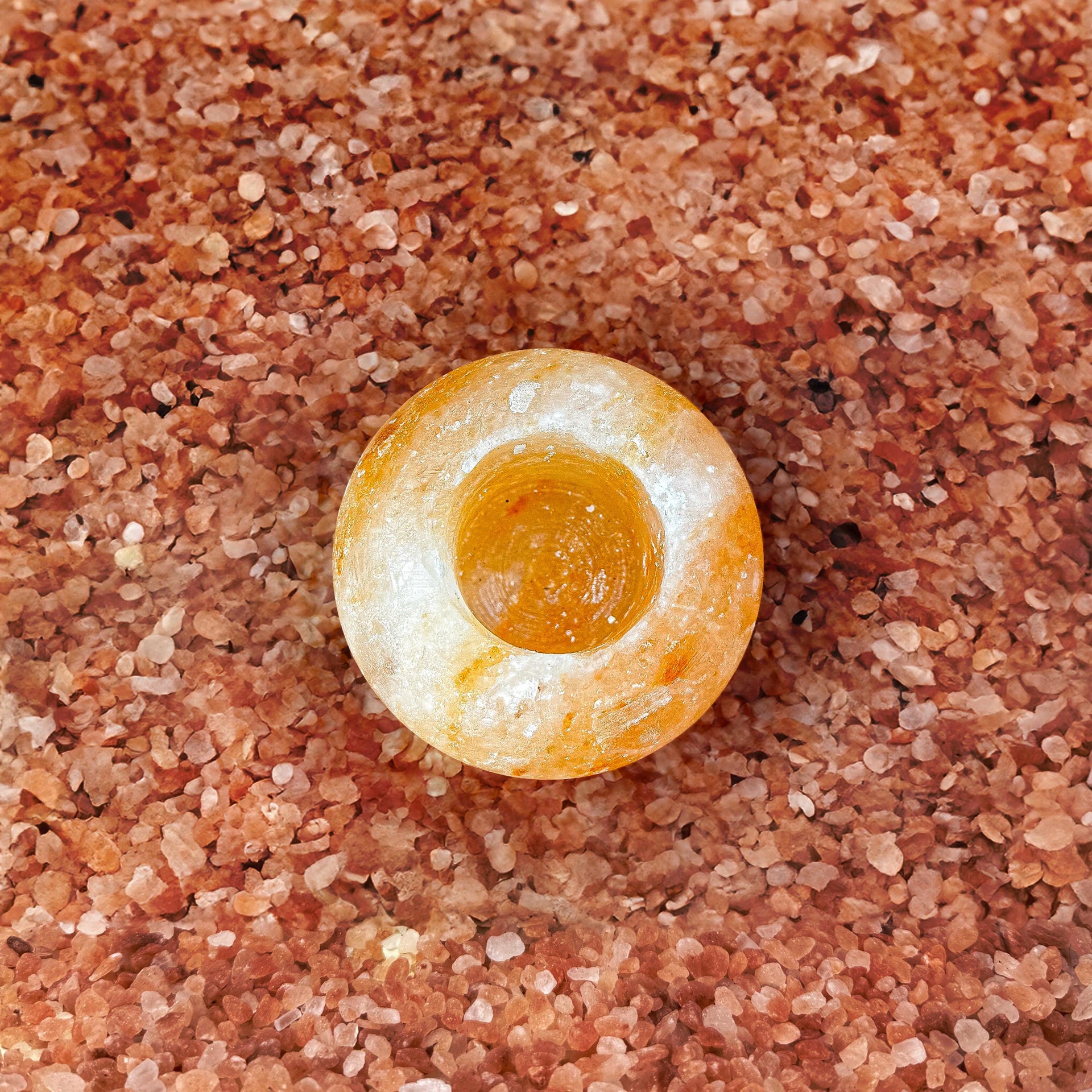 Apple-Shaped Himalayan Salt Candle Holder: Hand-Carved Natural Decor