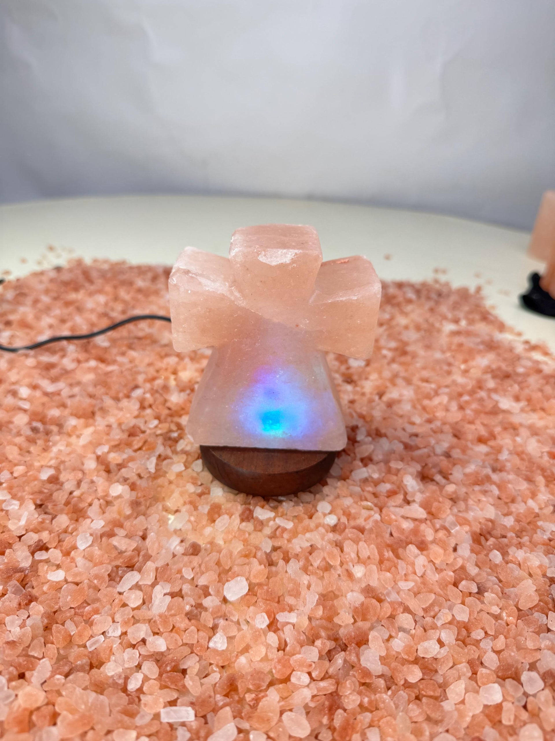 Mini Cross Himalayan Pink Salt USB Lamp: Hand Carved Spiritual Decor