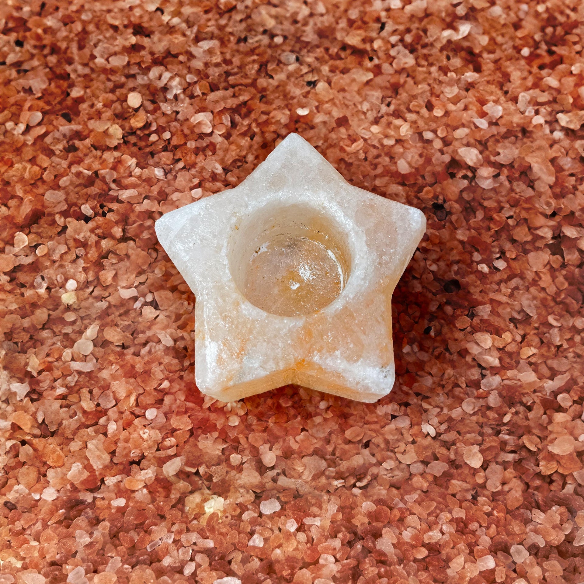 Star-Shaped Himalayan Salt Candle Holder: Hand-Carved Natural Decor