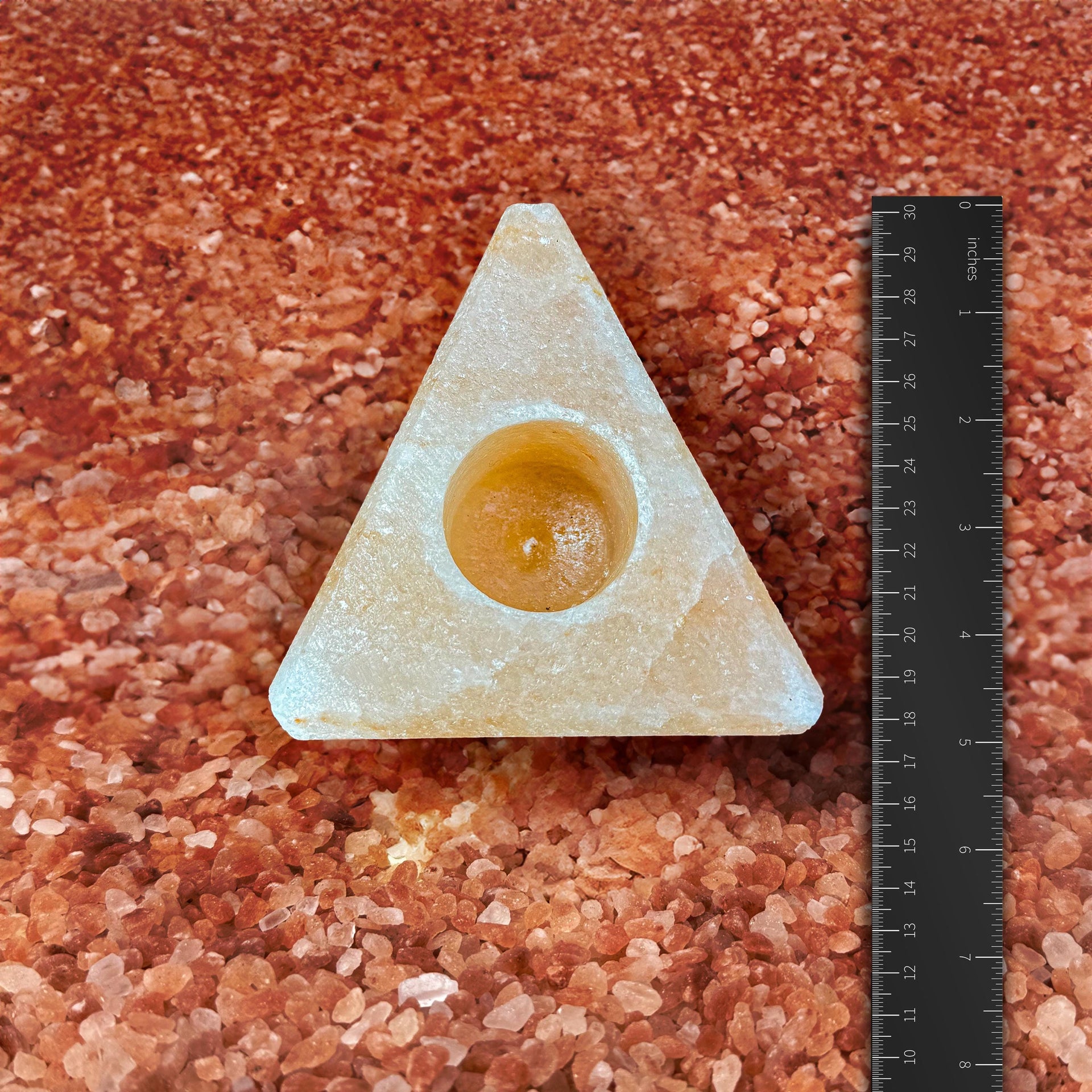 Triangle-Shaped Himalayan Salt Candle Holder: Hand-Carved Natural Decor
