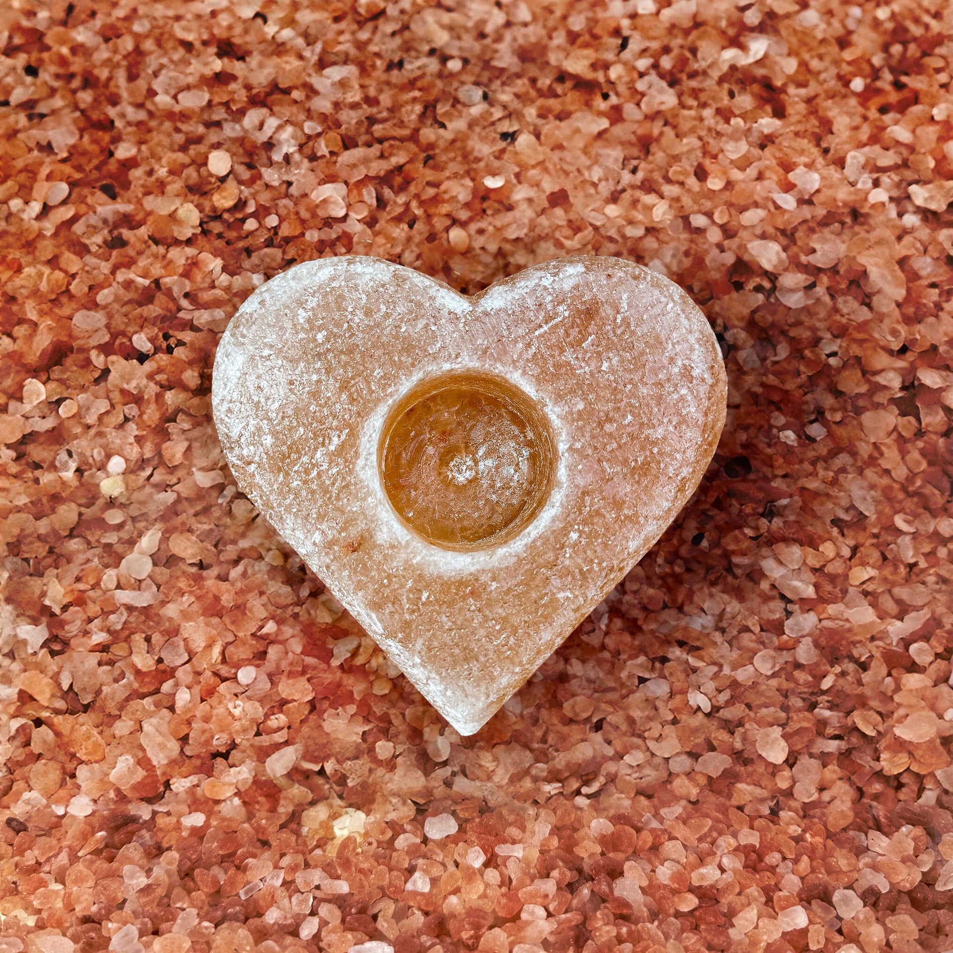Heart-Shaped Himalayan Salt Candle Holder: Hand-Carved Natural Decor