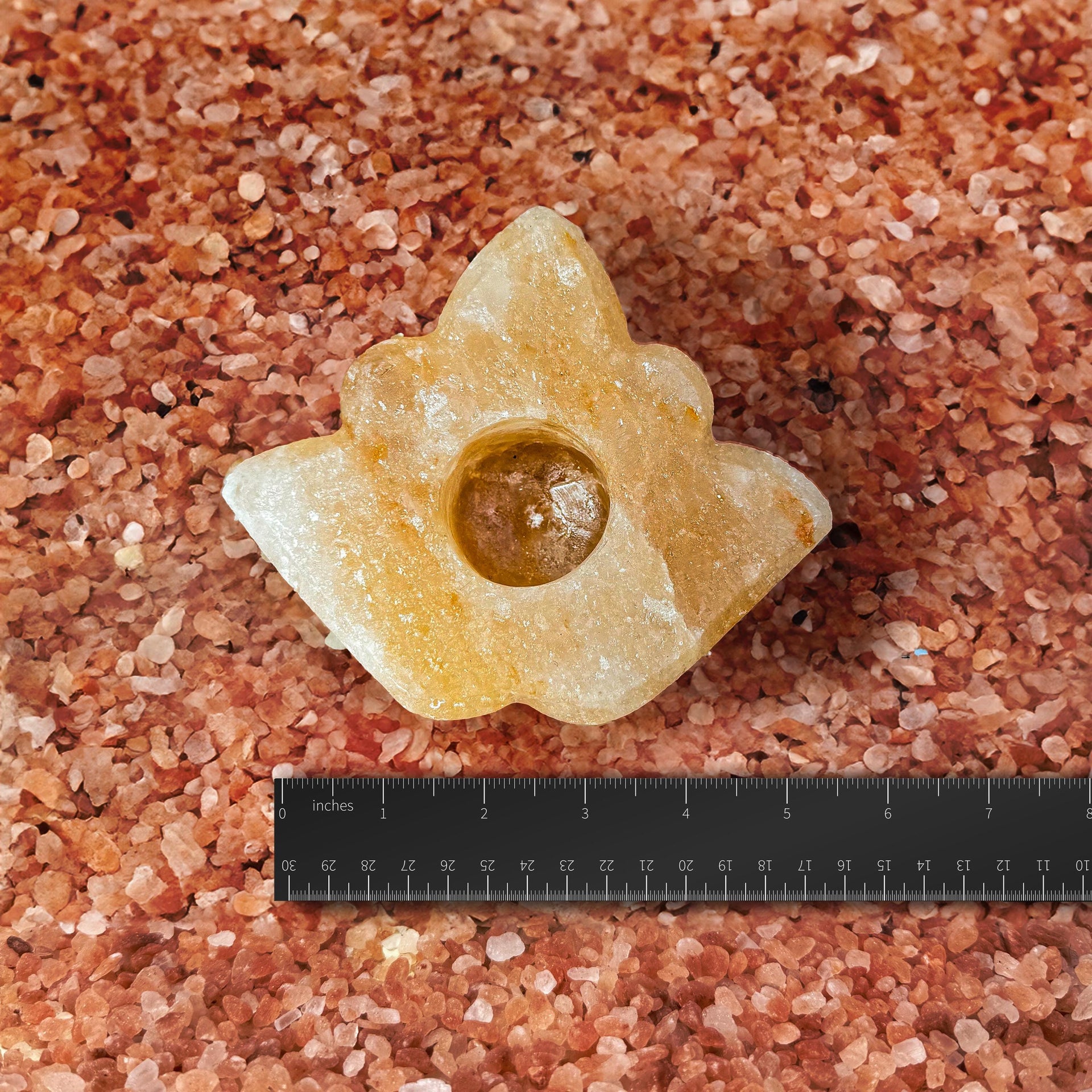 Leaf-Shaped Himalayan Salt Candle Holder: Hand-Carved Natural Decor