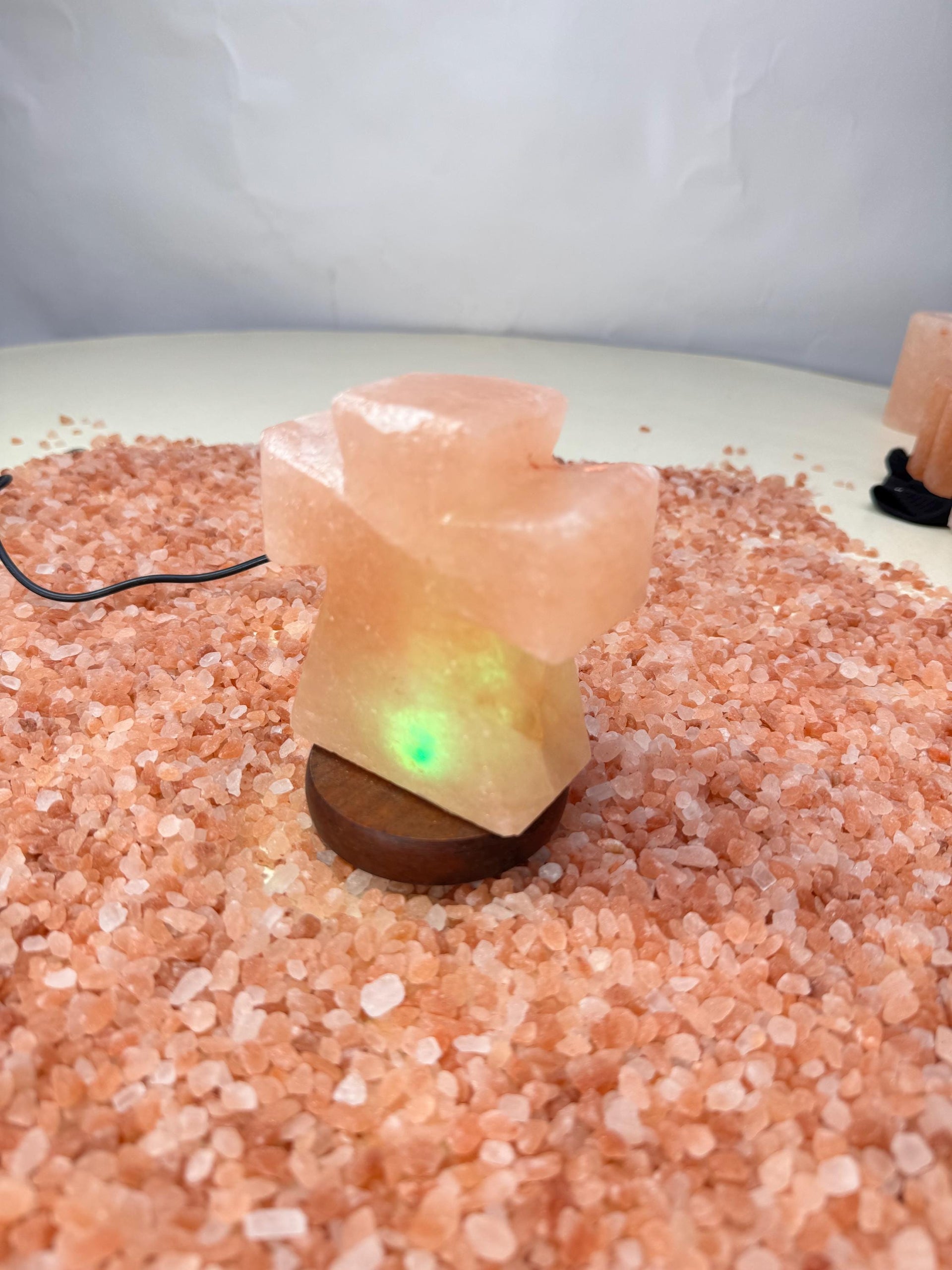 Mini Cross Himalayan Pink Salt USB Lamp: Hand Carved Spiritual Decor