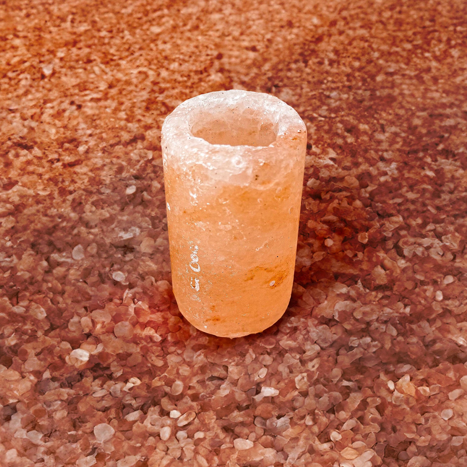 Cylinder-Shaped Himalayan Salt Candle Holder: Hand-Carved Natural Decor