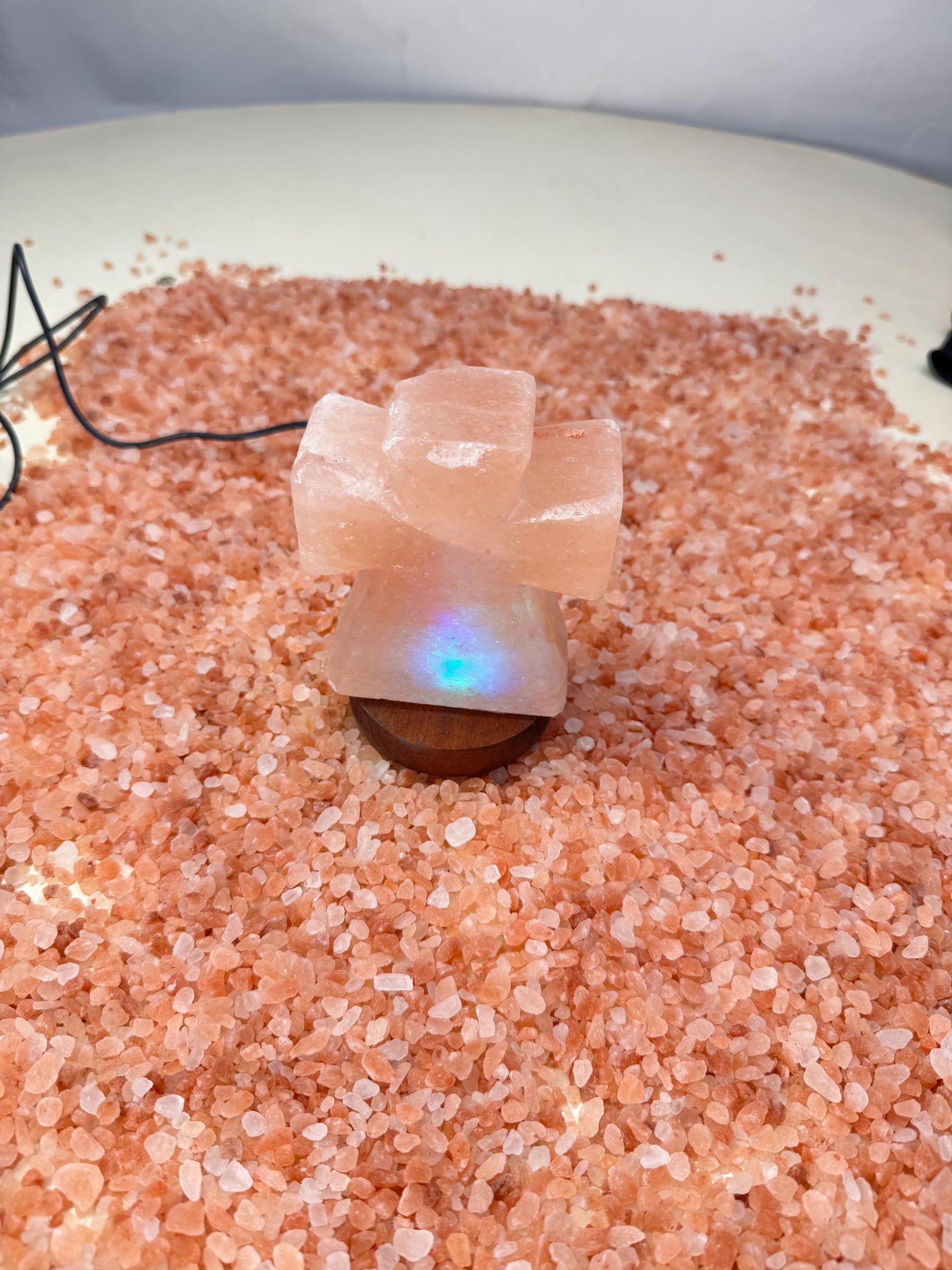 Mini Cross Himalayan Pink Salt USB Lamp: Hand Carved Spiritual Decor