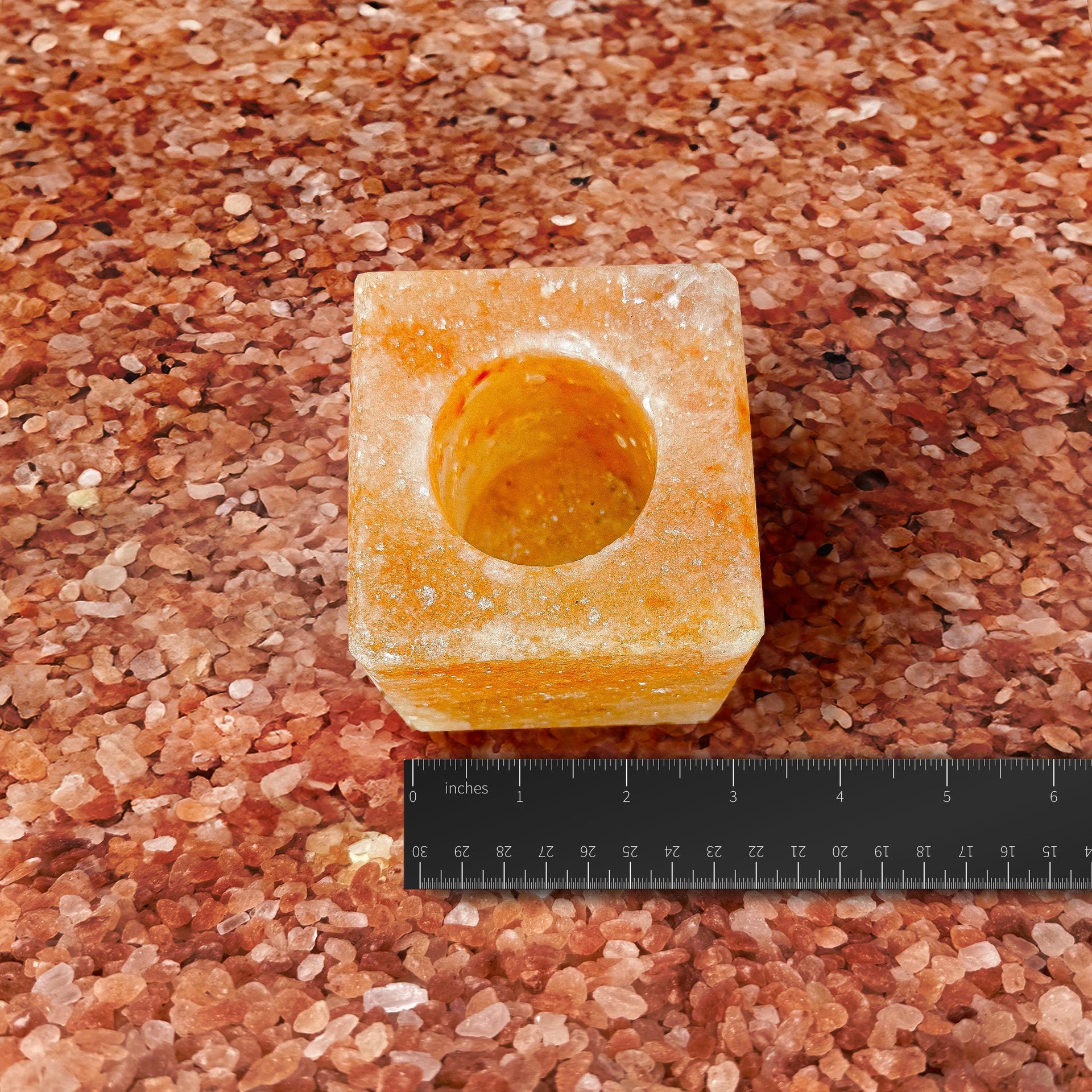 Cube-Shaped Himalayan Salt Candle Holder: Hand-Carved Natural Decor