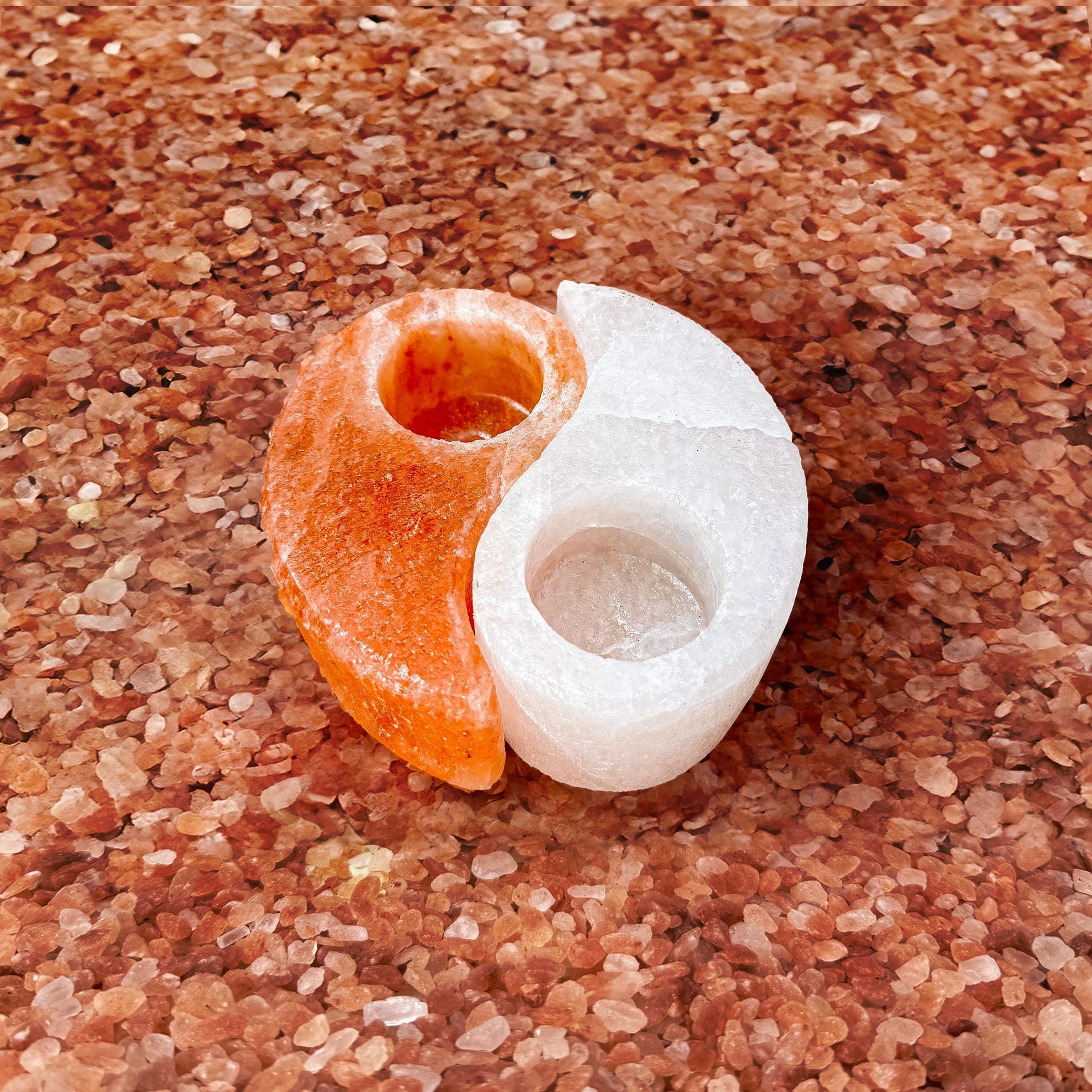 Ying Yang Himalayan Salt Candle Holder: Hand-Carved Natural Decor