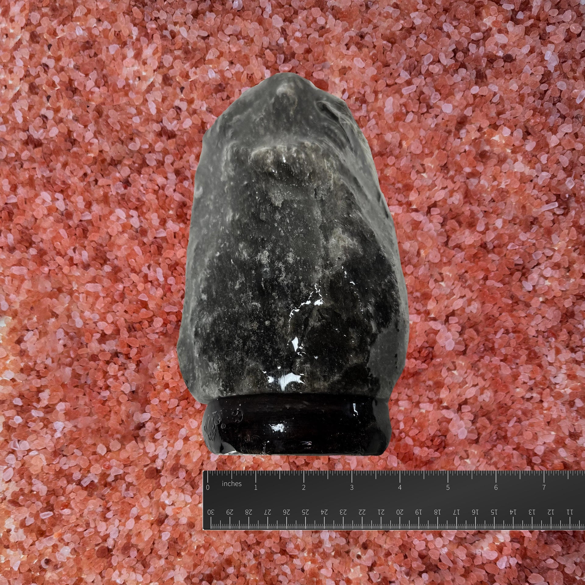 Handmade Grey Himalayan Salt Lamp: Natural Rock, Wood Base