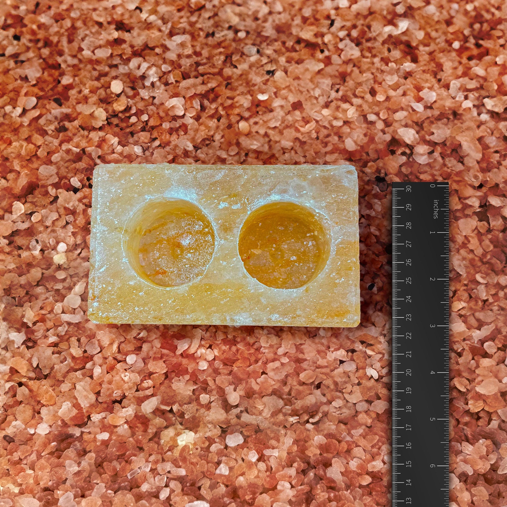 Double Cube Himalayan Salt Candle Holder: Hand-Carved Natural Decor