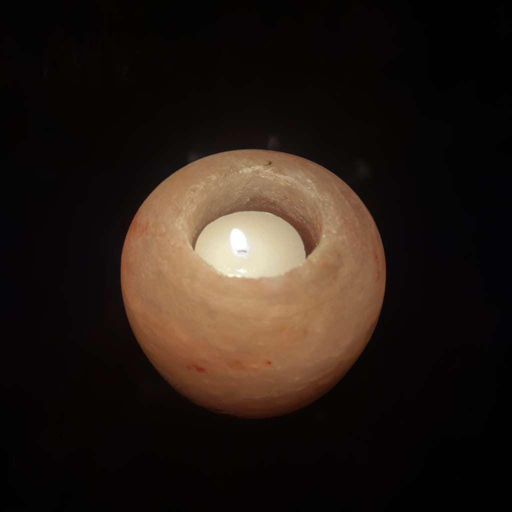 Apple-Shaped Himalayan Salt Candle Holder: Hand-Carved Natural Decor