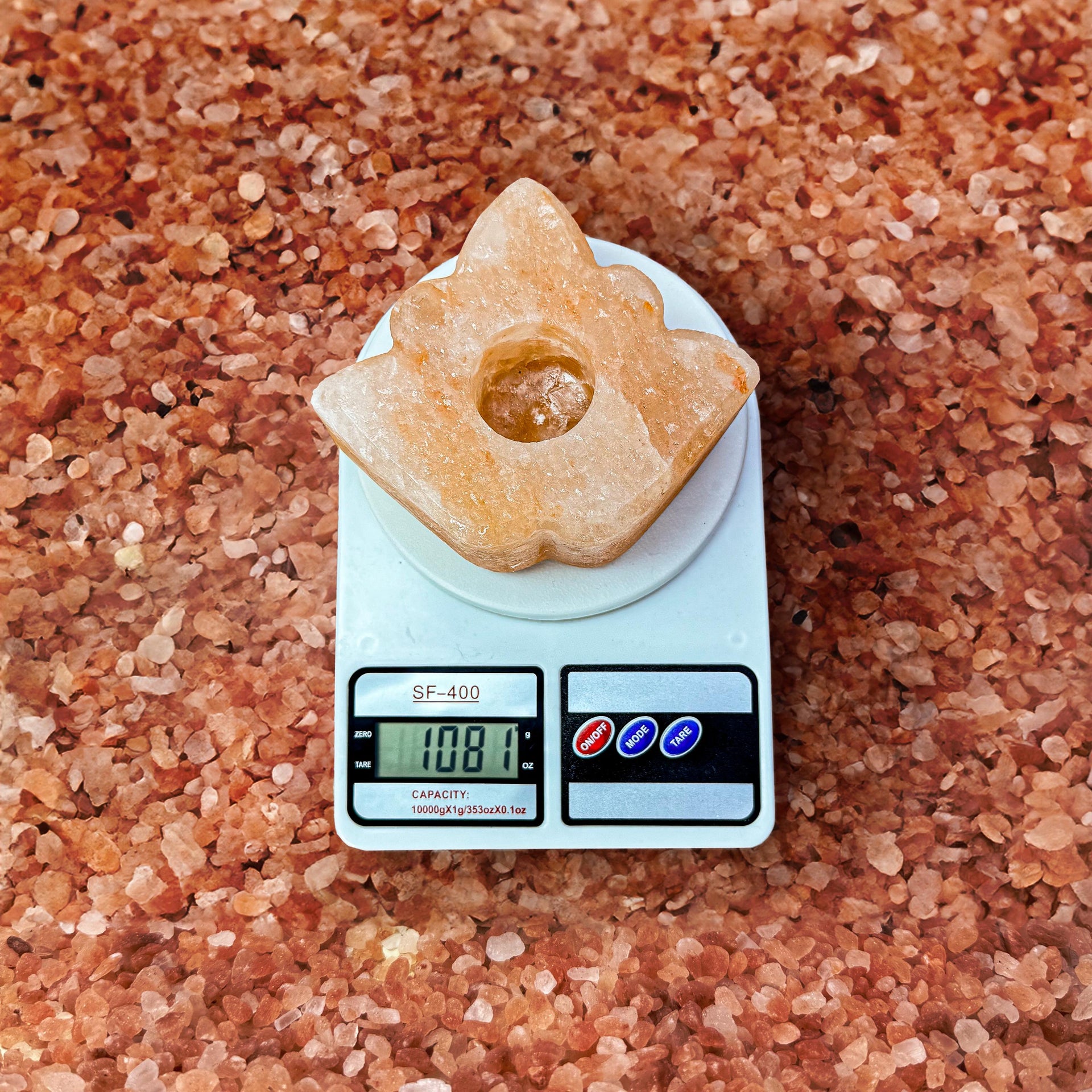 Leaf-Shaped Himalayan Salt Candle Holder: Hand-Carved Natural Decor