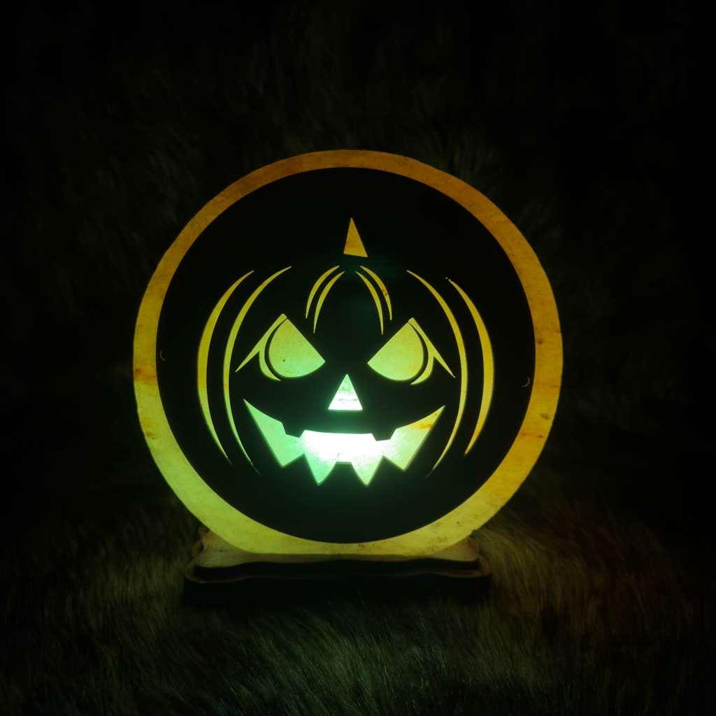 Halloween 3D Salt Lamp: Handcrafted Pink Rock Salt Decor