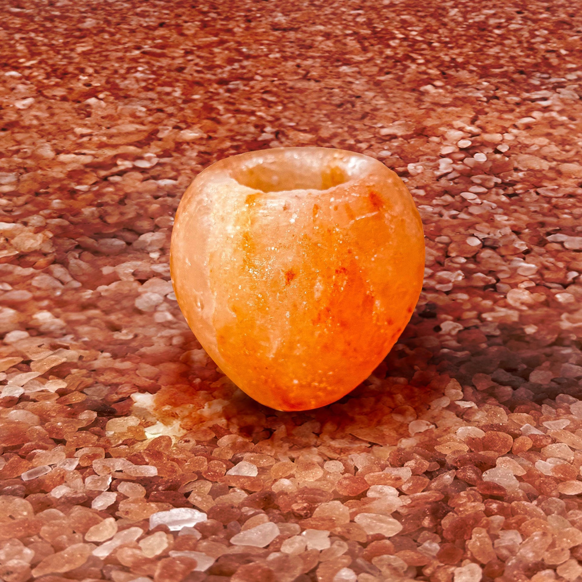 Apple-Shaped Himalayan Salt Candle Holder: Hand-Carved Natural Decor