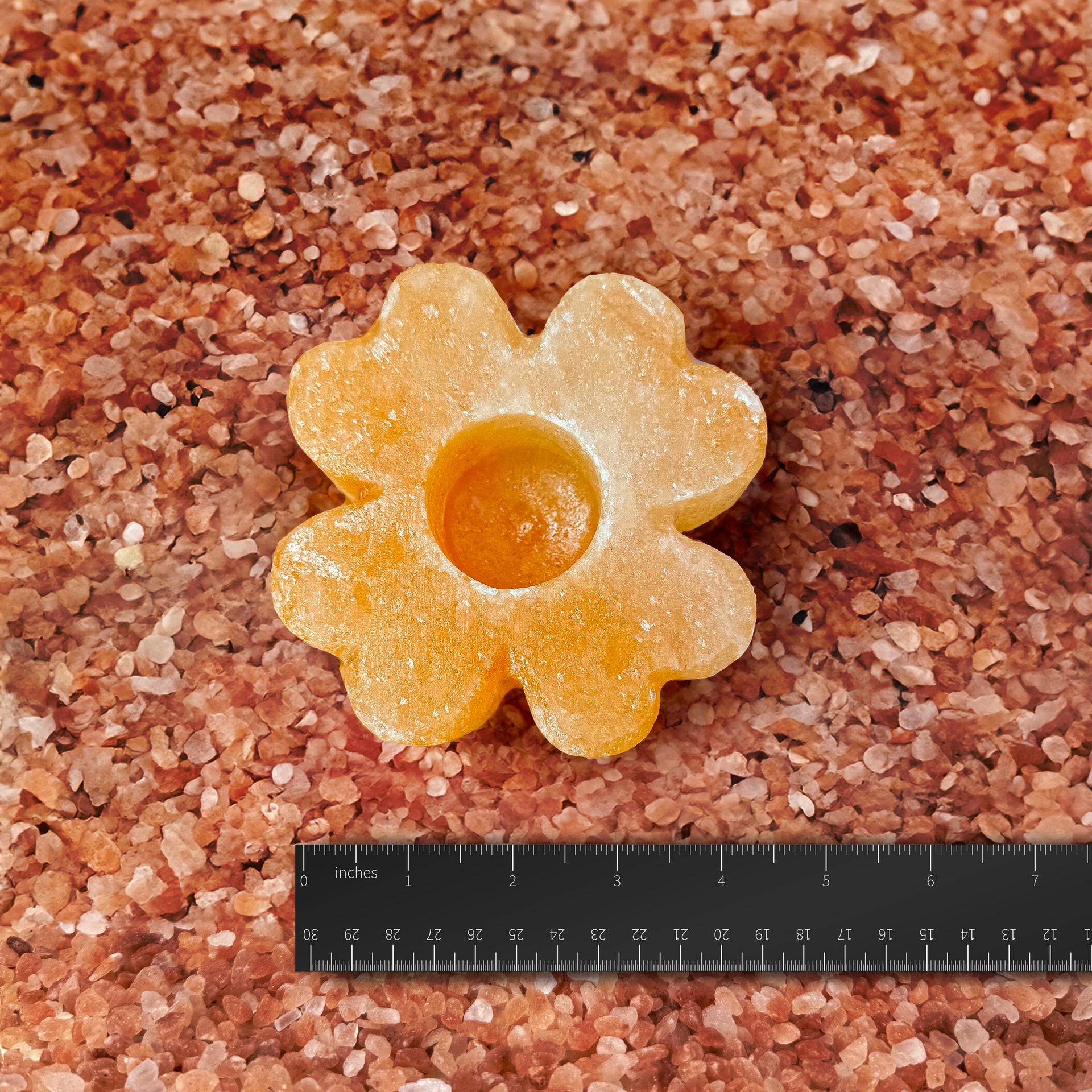 Flower-Shaped Himalayan Salt Candle Holder: Hand-Carved Natural Decor