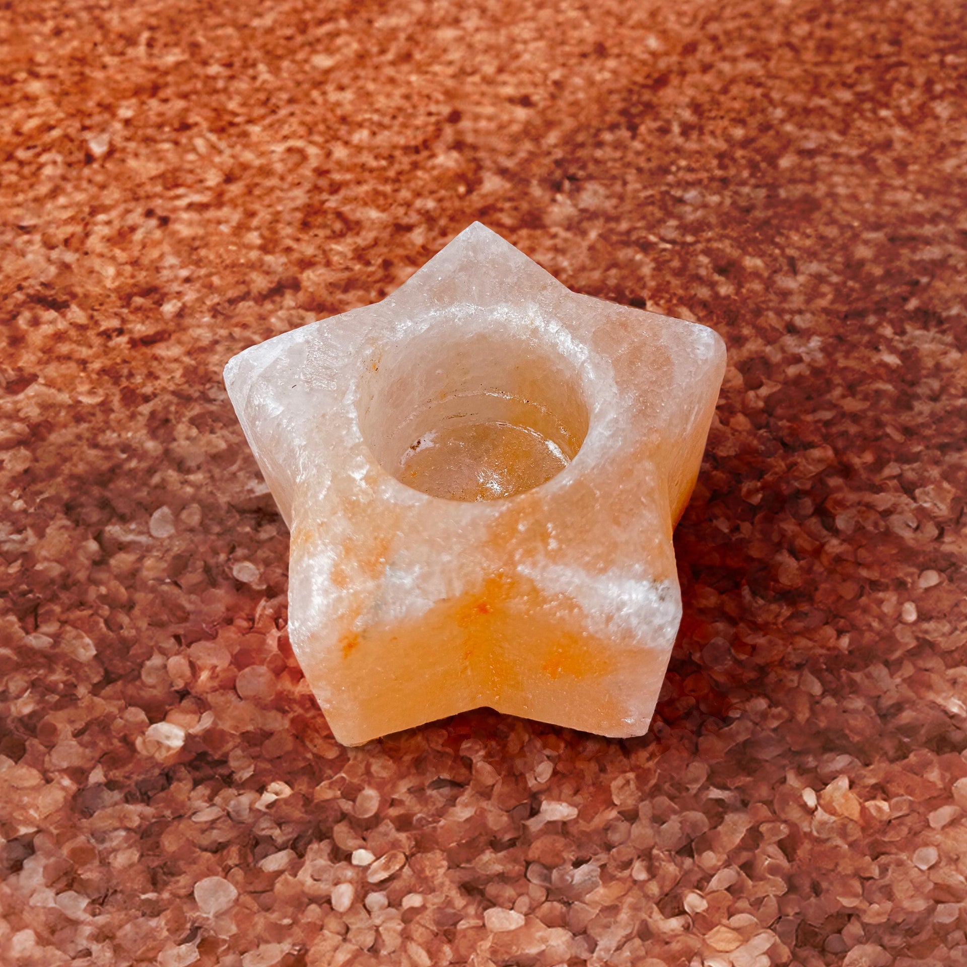Star-Shaped Himalayan Salt Candle Holder: Hand-Carved Natural Decor