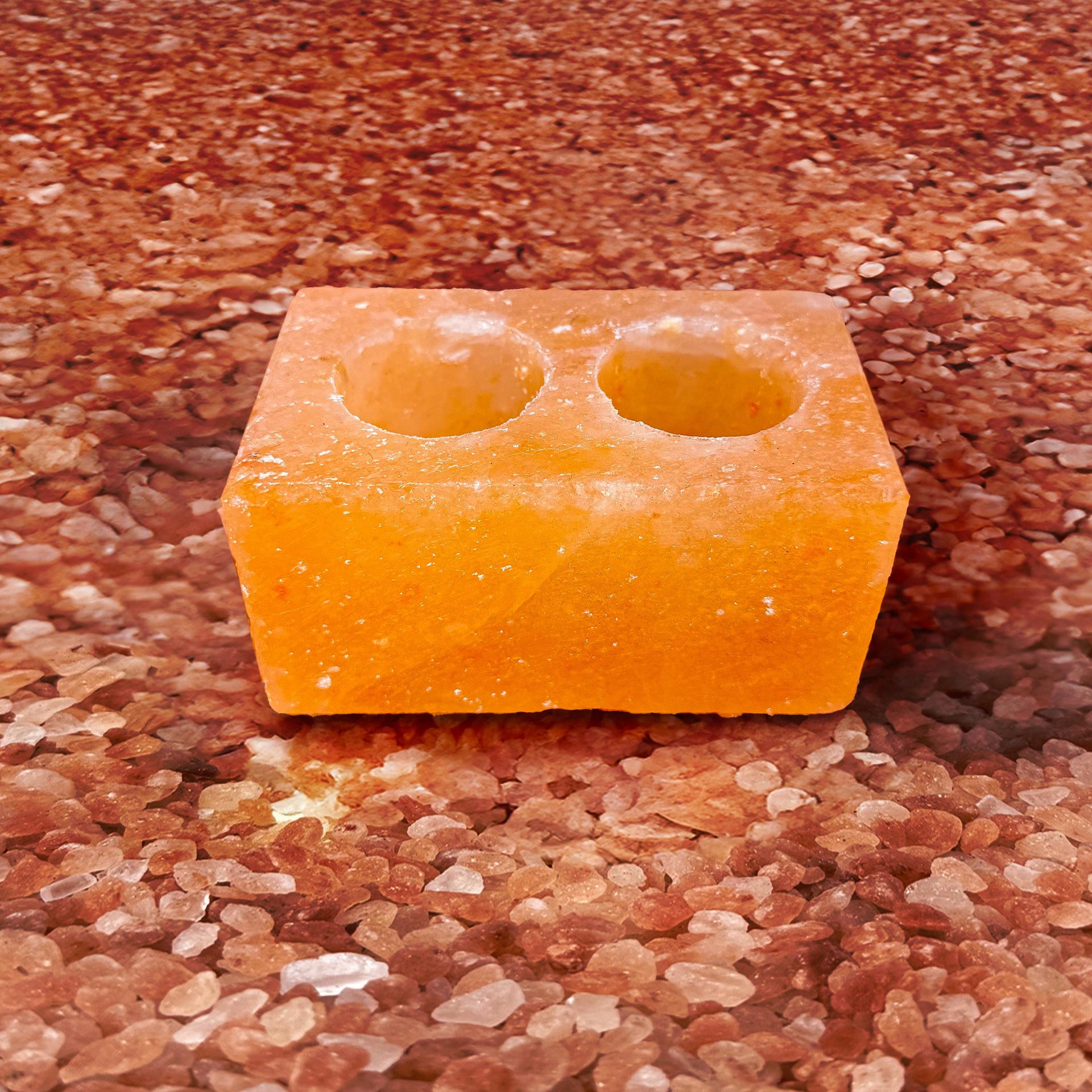 Double Cube Himalayan Salt Candle Holder: Hand-Carved Natural Decor