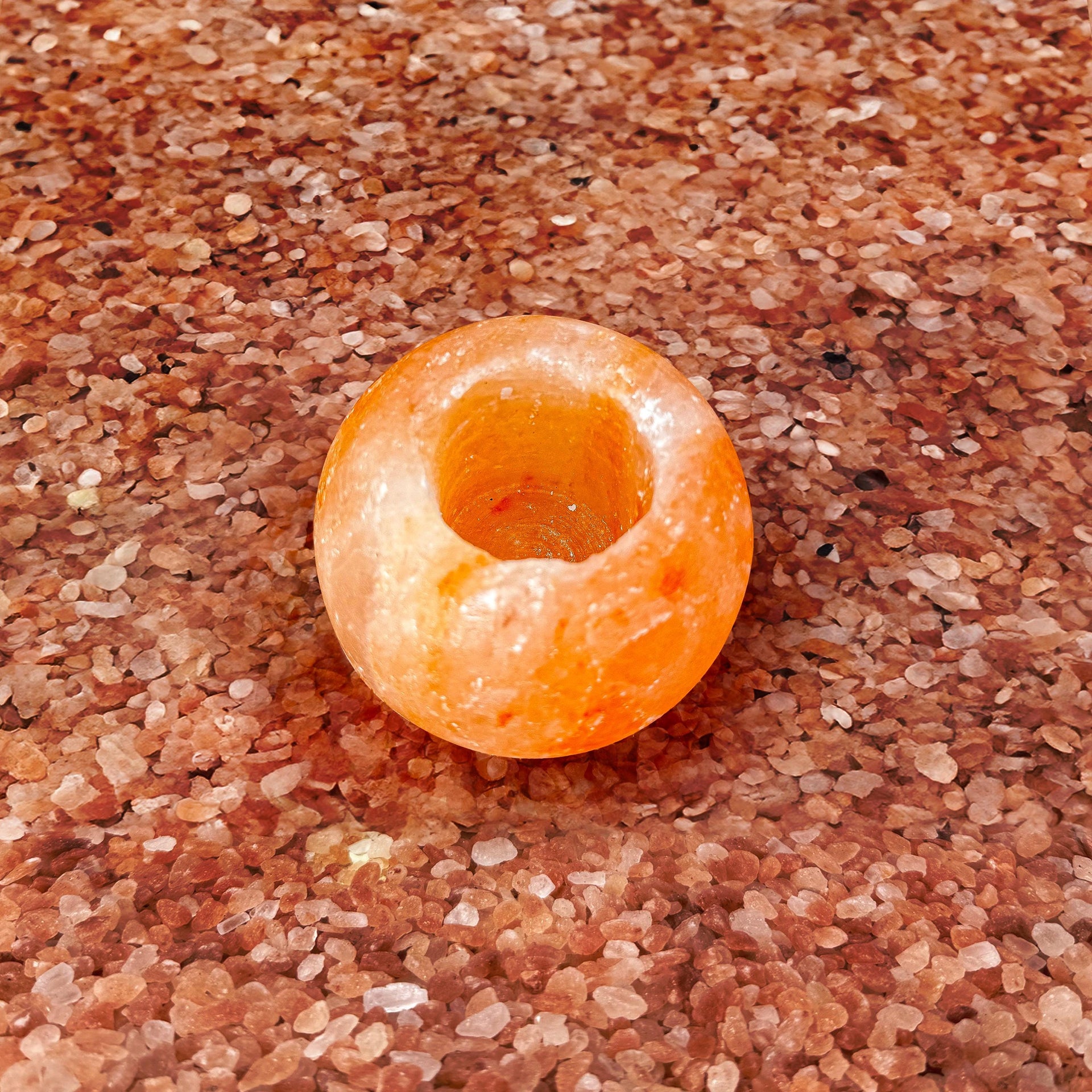 Apple-Shaped Himalayan Salt Candle Holder: Hand-Carved Natural Decor