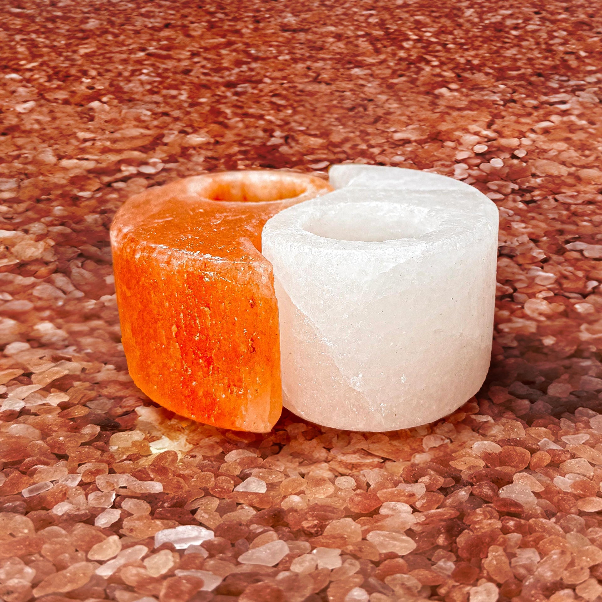 Ying Yang Himalayan Salt Candle Holder: Hand-Carved Natural Decor
