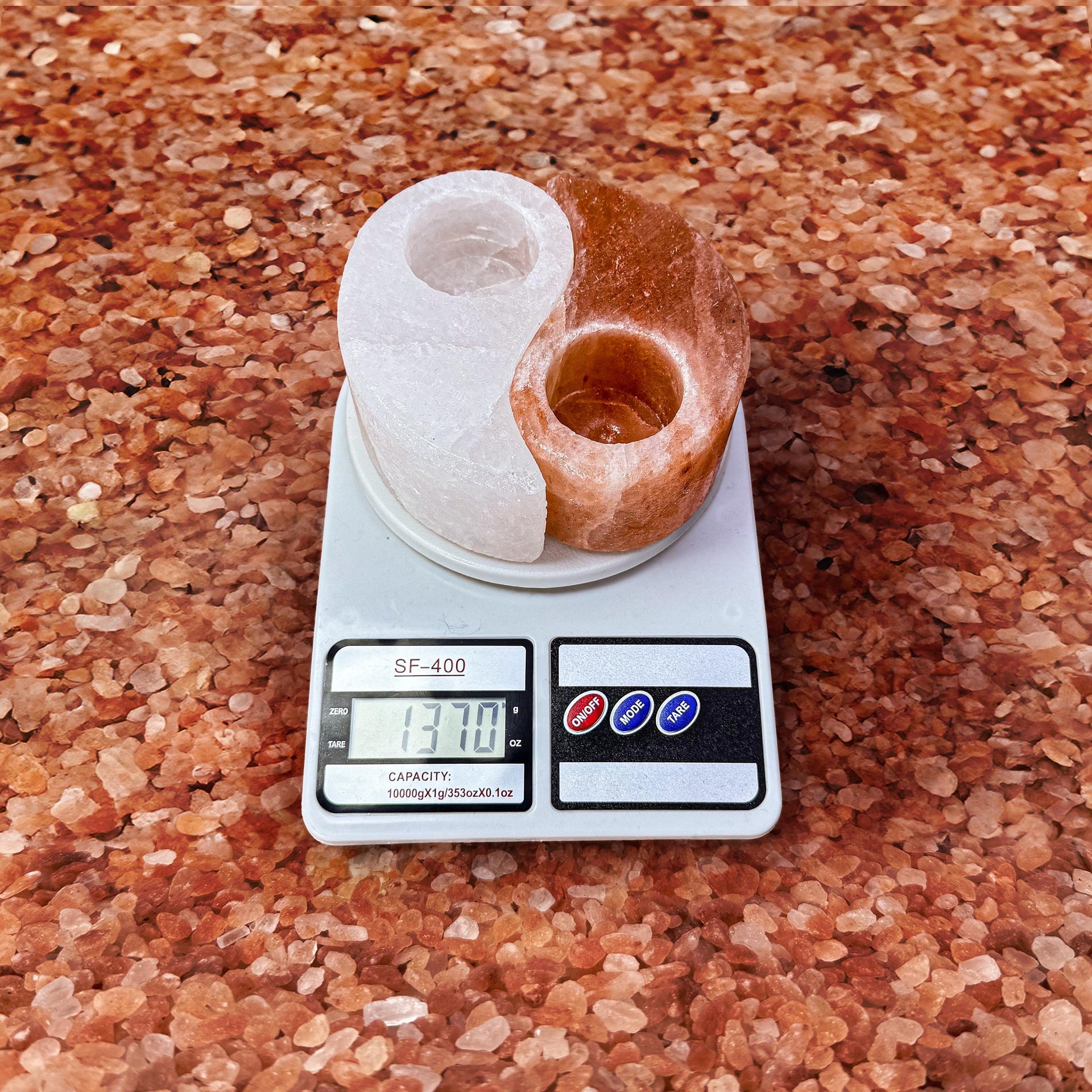 Ying Yang Himalayan Salt Candle Holder: Hand-Carved Natural Decor