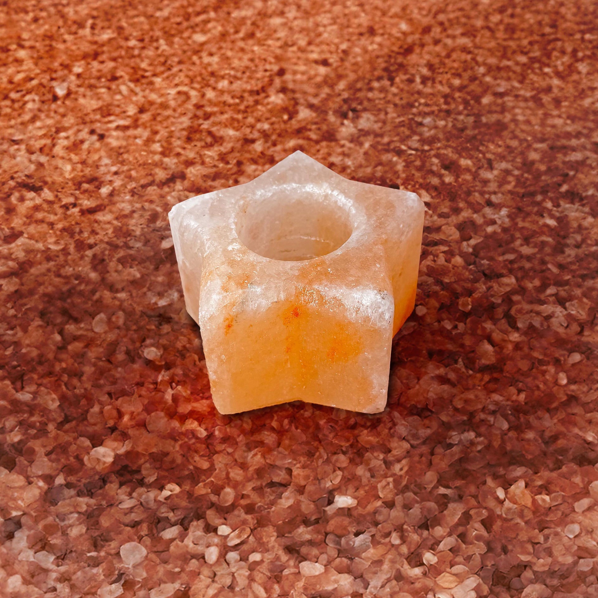 Star-Shaped Himalayan Salt Candle Holder: Hand-Carved Natural Decor