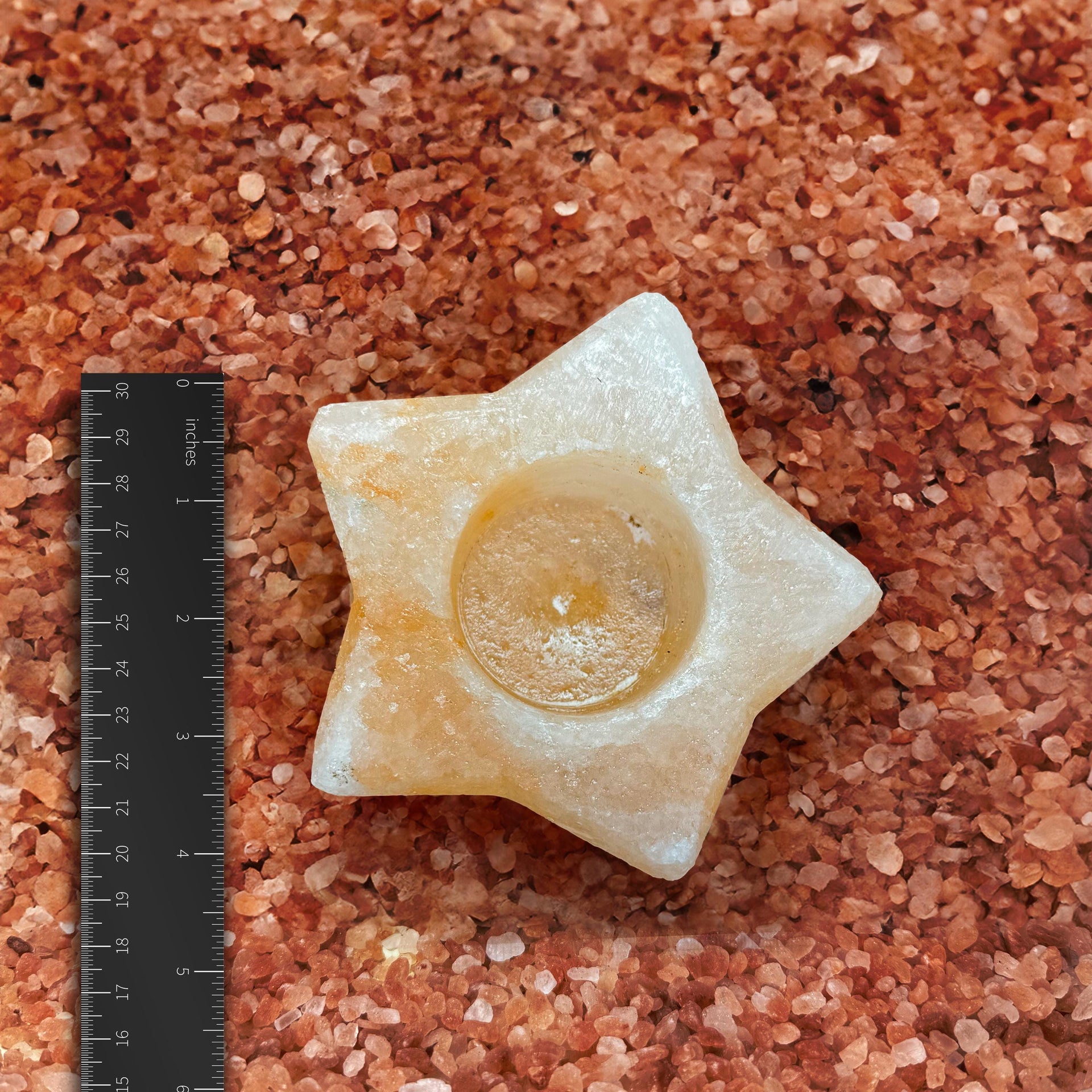 Star-Shaped Himalayan Salt Candle Holder: Hand-Carved Natural Decor