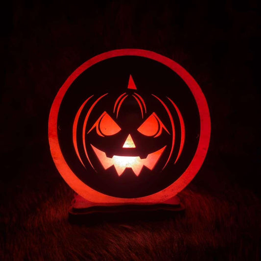 Halloween 3D Salt Lamp: Handcrafted Pink Rock Salt Decor