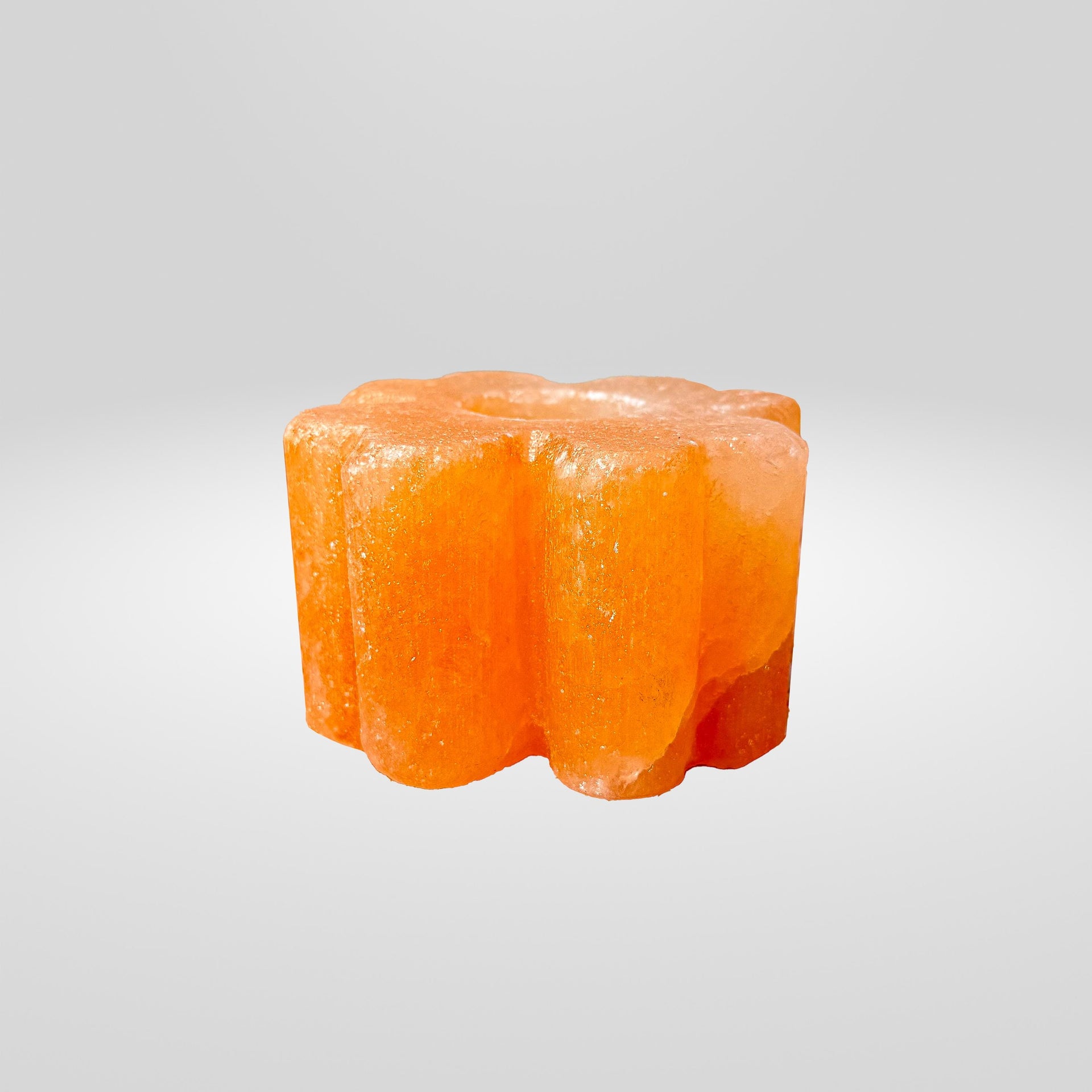 Flower-Shaped Himalayan Salt Candle Holder: Hand-Carved Natural Decor