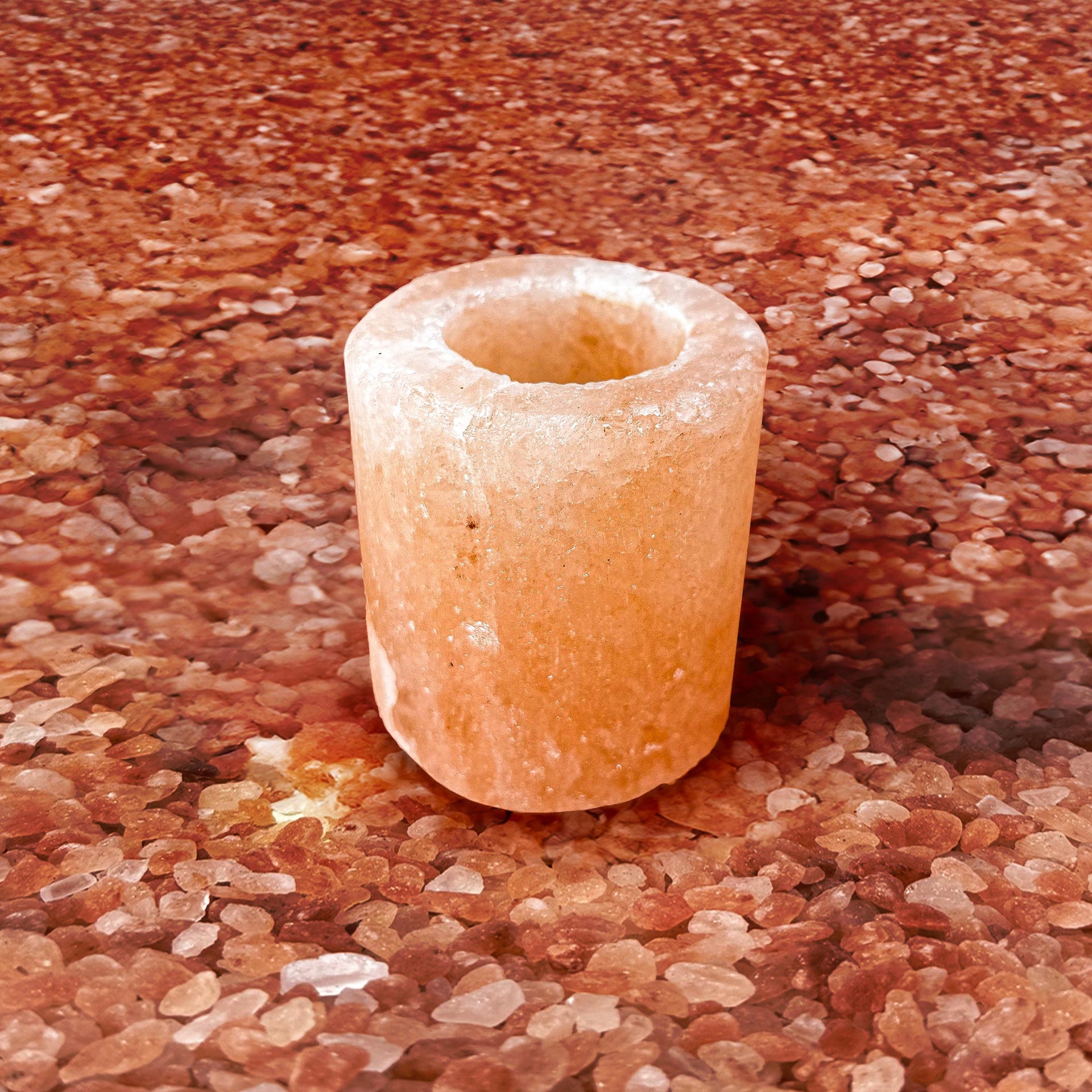 Cylinder-Shaped Himalayan Salt Candle Holder: Hand-Carved Natural Decor