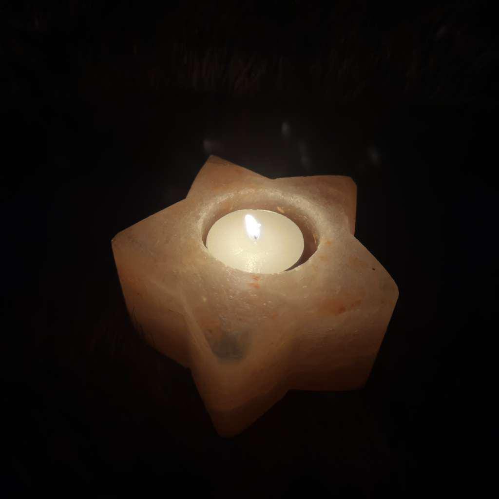 Star-Shaped Himalayan Salt Candle Holder: Hand-Carved Natural Decor