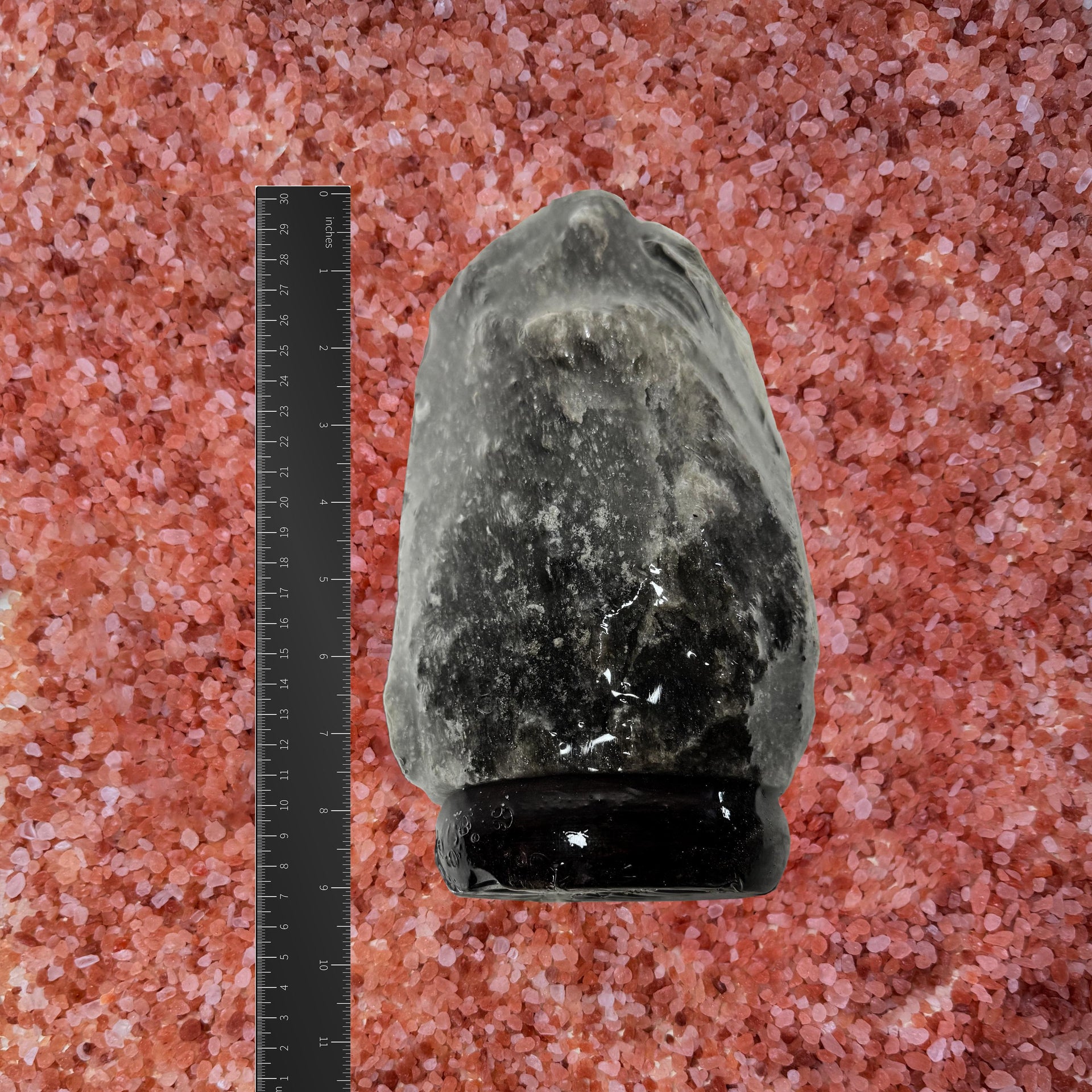 Handmade Grey Himalayan Salt Lamp: Natural Rock, Wood Base