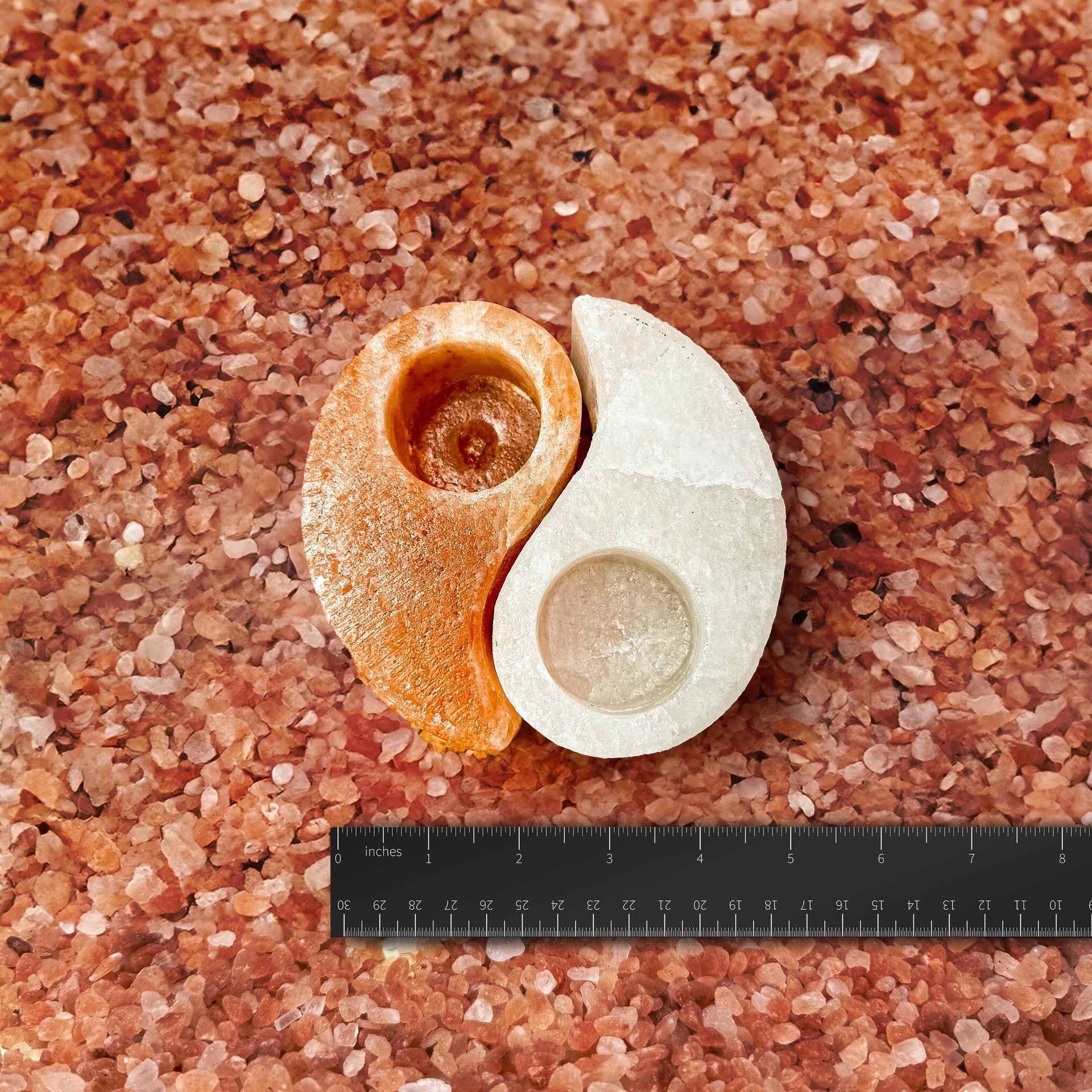 Ying Yang Himalayan Salt Candle Holder: Hand-Carved Natural Decor