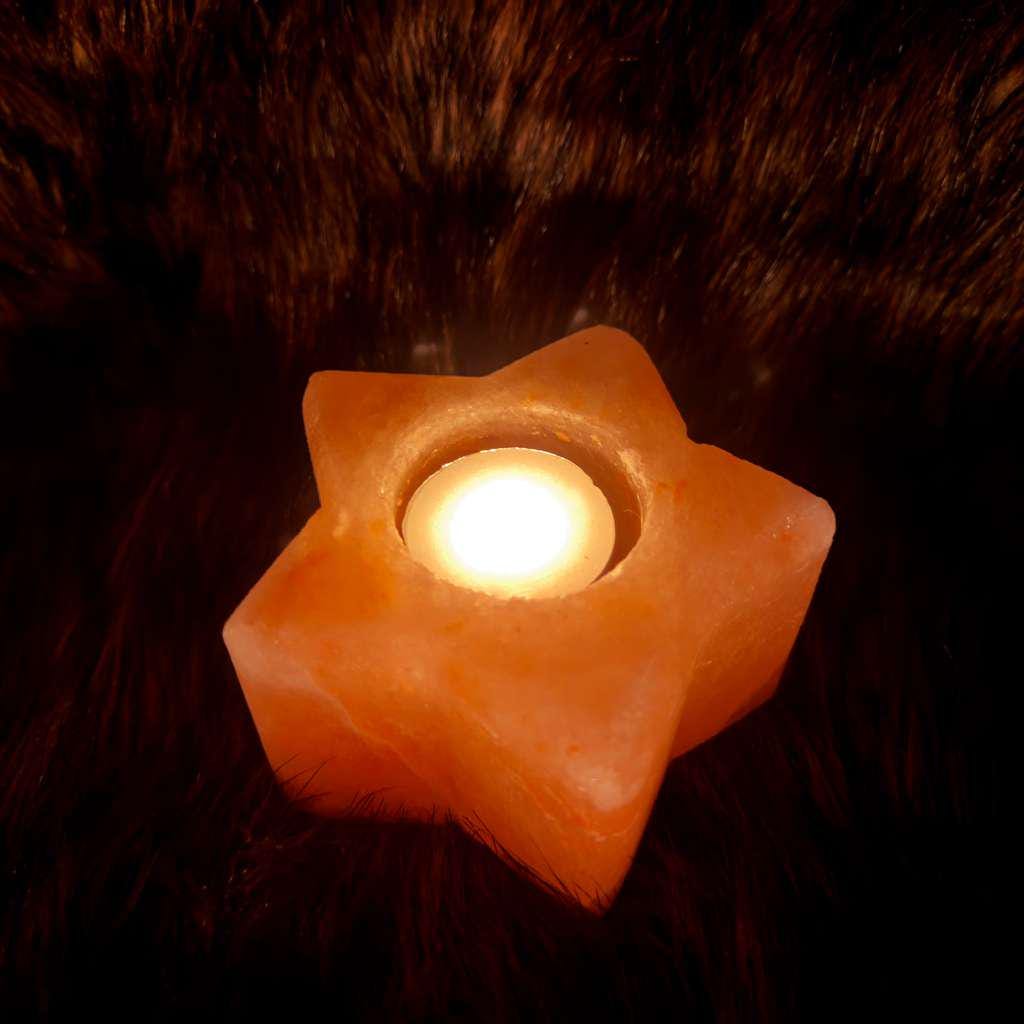 Star-Shaped Himalayan Salt Candle Holder: Hand-Carved Natural Decor