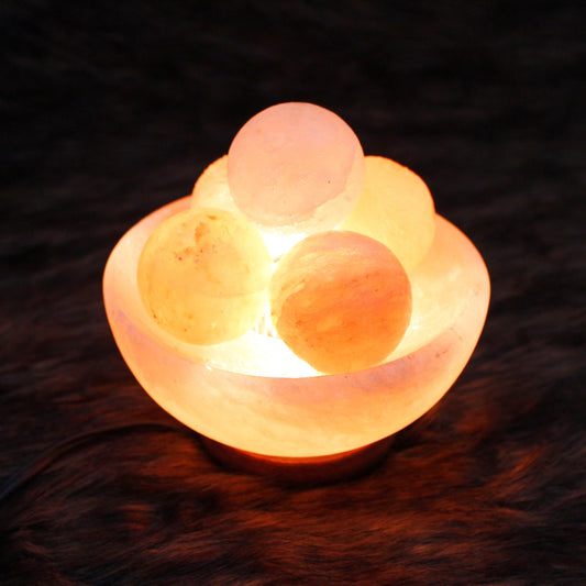 Fire Bowl Himalayan Salt Lamp: Hand-Carved Natural Decor