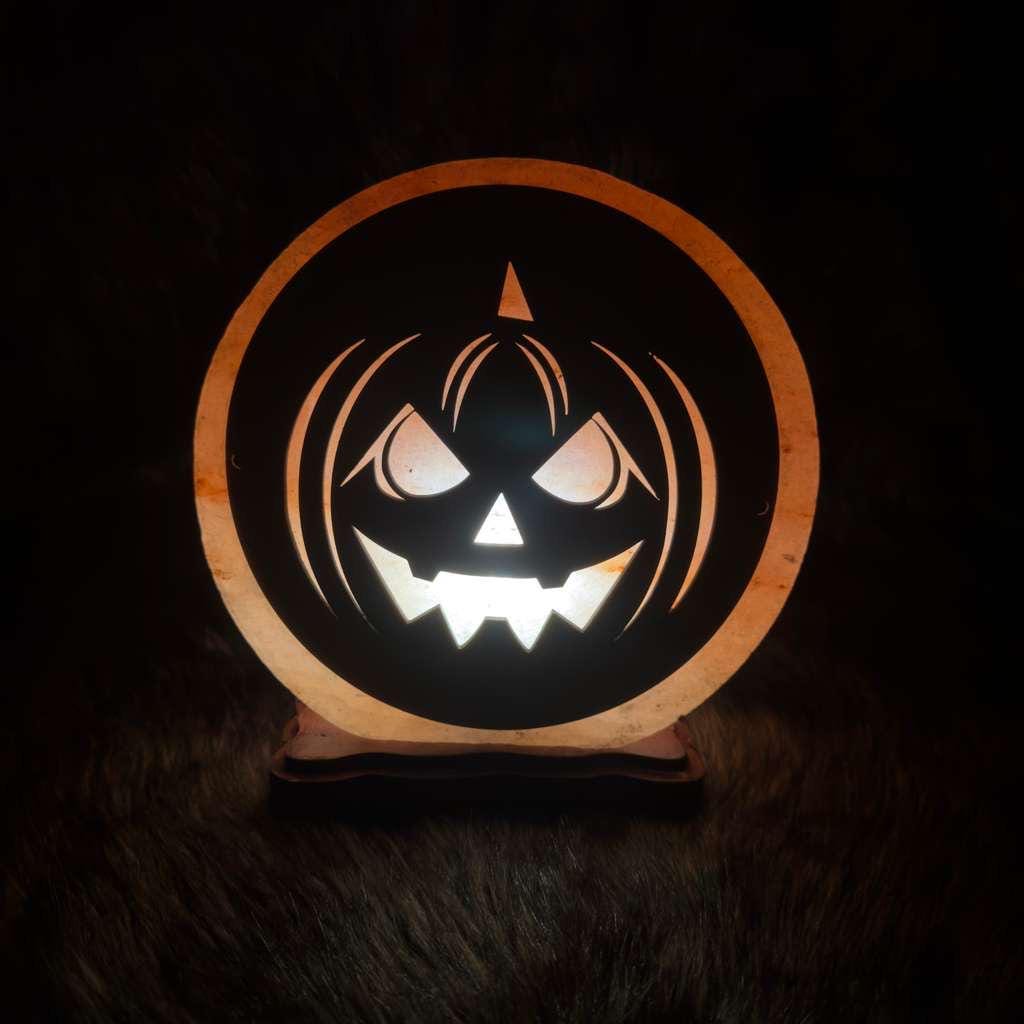 Halloween 3D Salt Lamp: Handcrafted Pink Rock Salt Decor