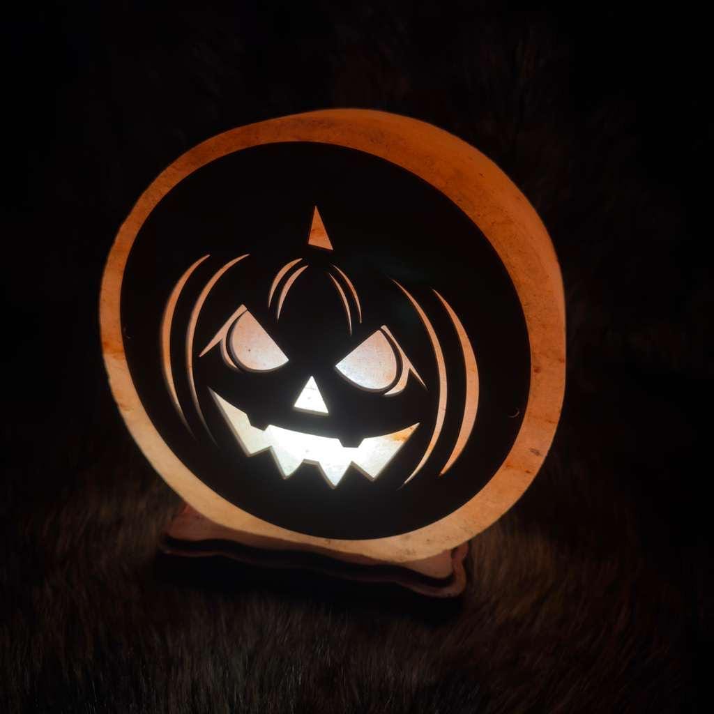 Halloween 3D Salt Lamp: Handcrafted Pink Rock Salt Decor