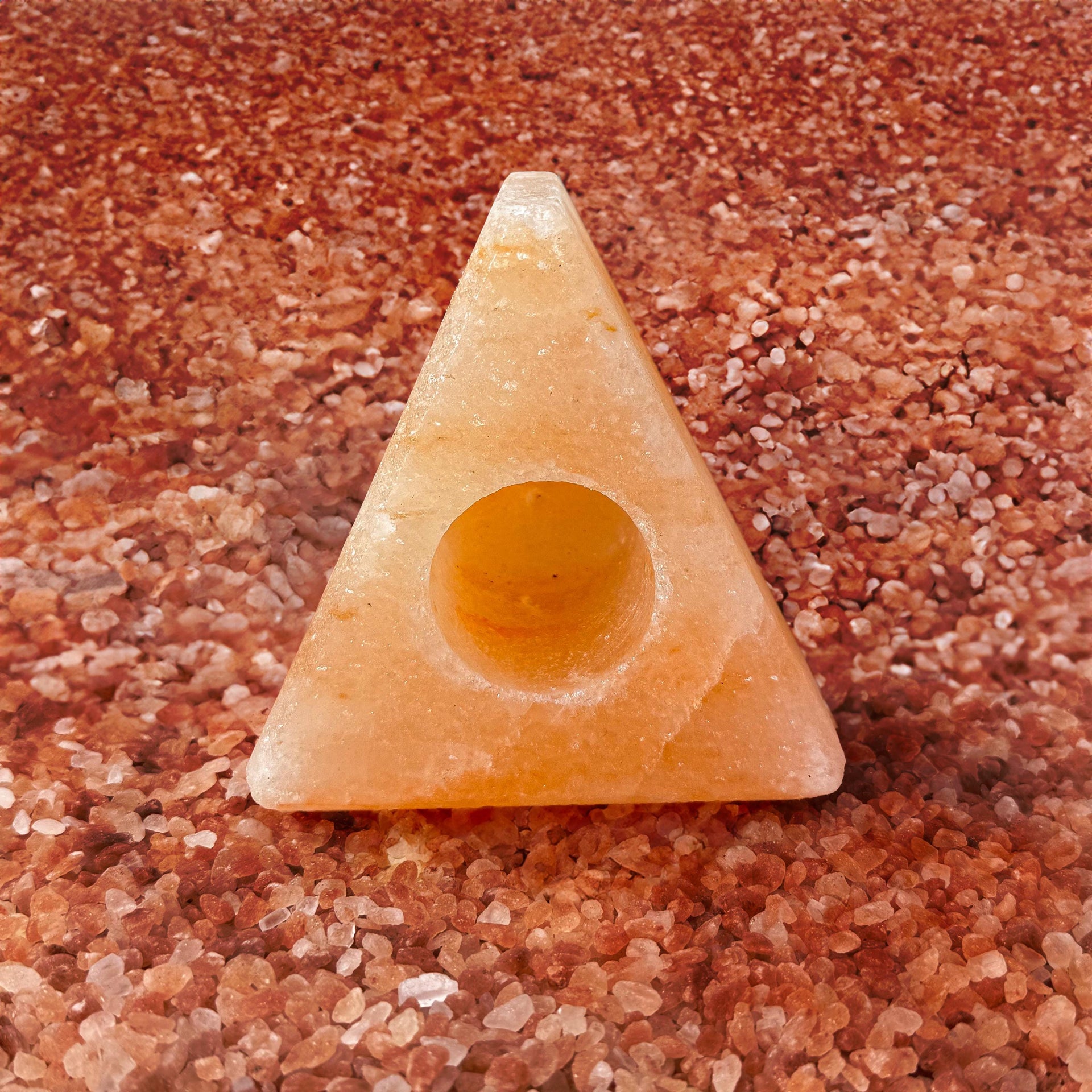 Triangle-Shaped Himalayan Salt Candle Holder: Hand-Carved Natural Decor