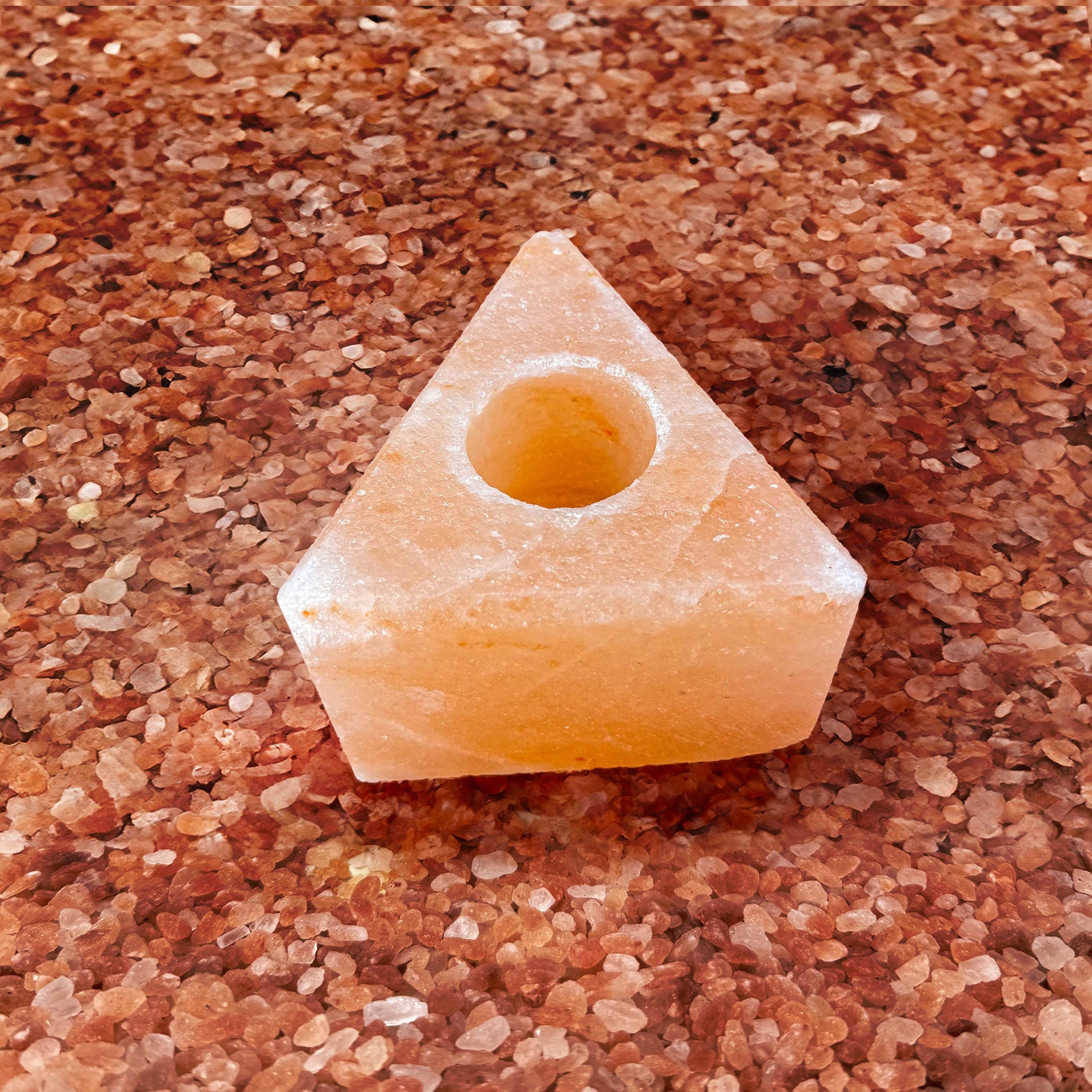 Triangle-Shaped Himalayan Salt Candle Holder: Hand-Carved Natural Decor