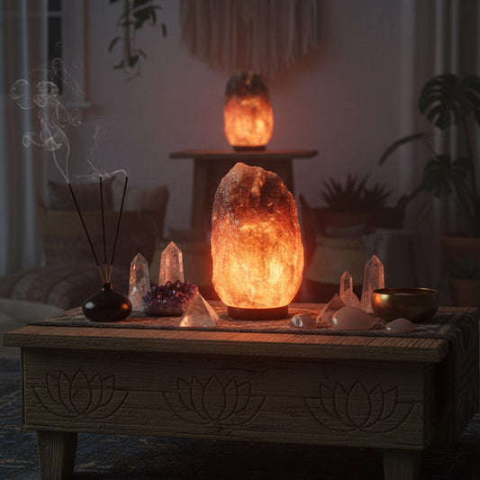 Handmade Grey Himalayan Salt Lamp: Natural Rock, Wood Base
