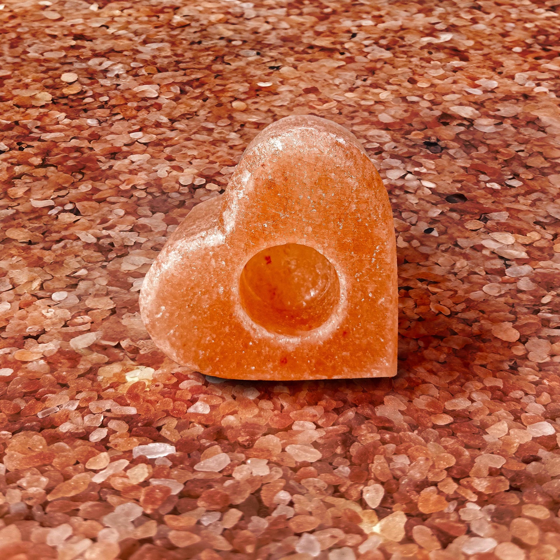 Heart-Shaped Himalayan Salt Candle Holder: Hand-Carved Natural Decor