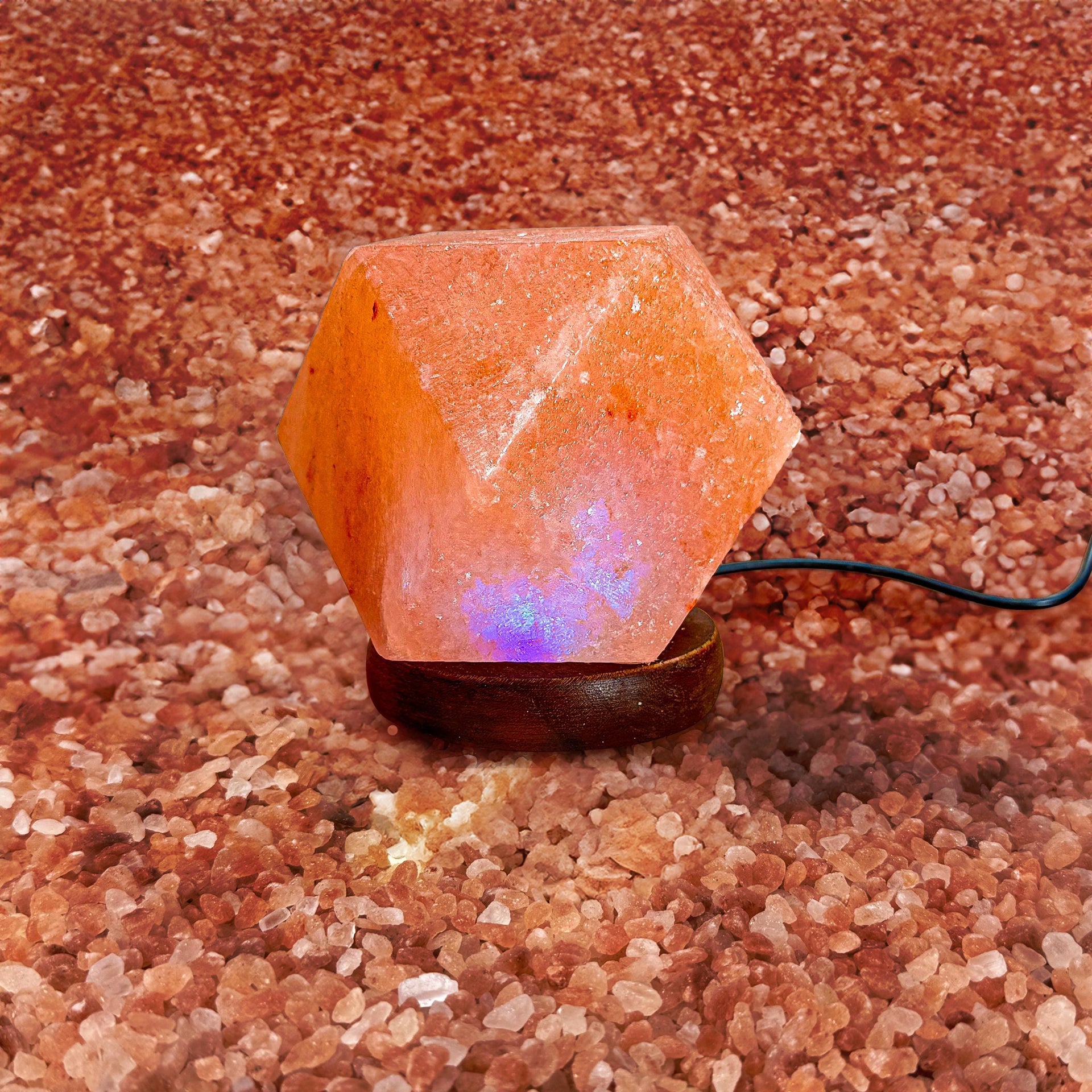 Mini Hexagon Himalayan USB Salt Lamp: Hand-Carved Natural Decor