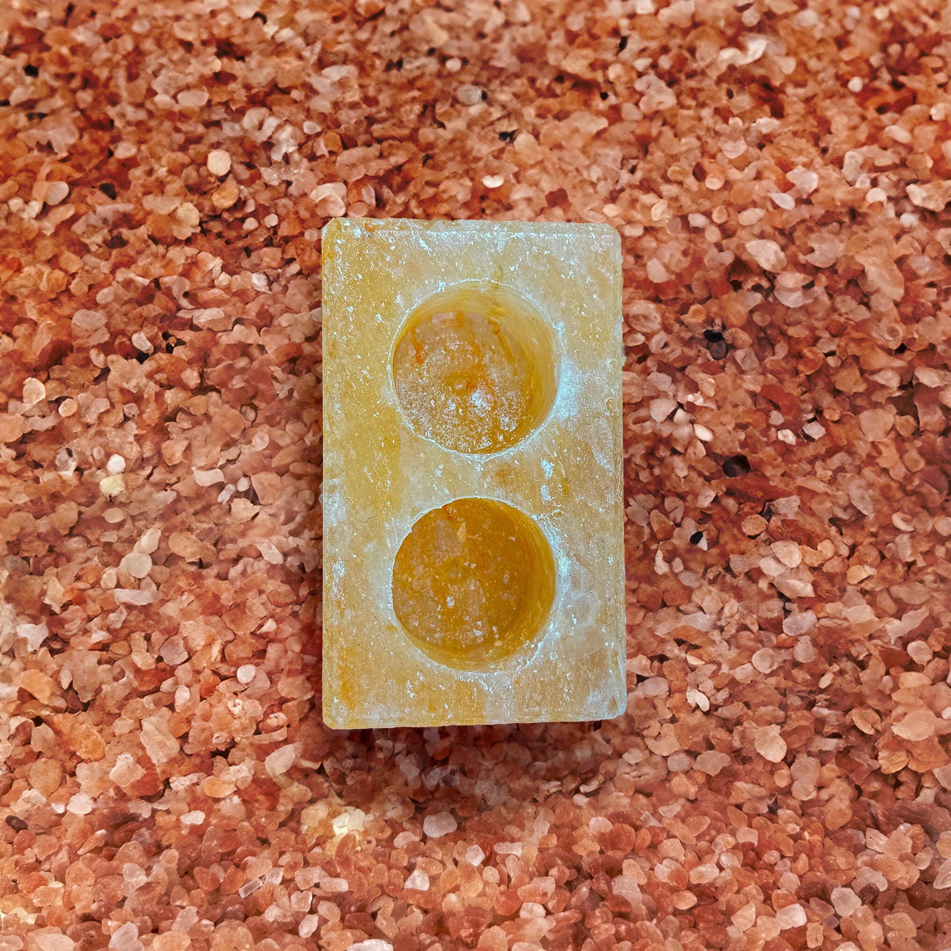 Double Cube Himalayan Salt Candle Holder: Hand-Carved Natural Decor